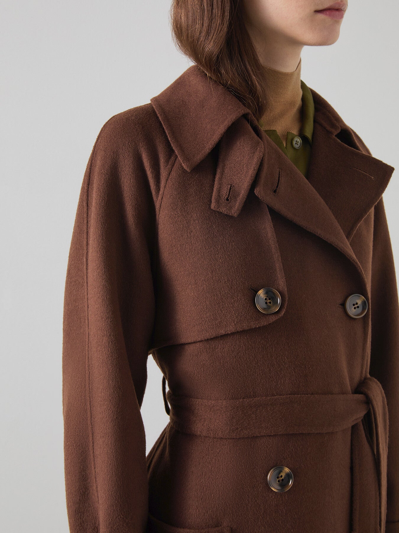Lawrence Chocolate Wool Midi Trench