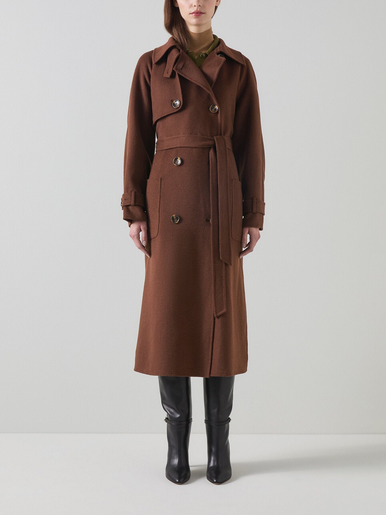 Lawrence Chocolate Wool Midi Trench