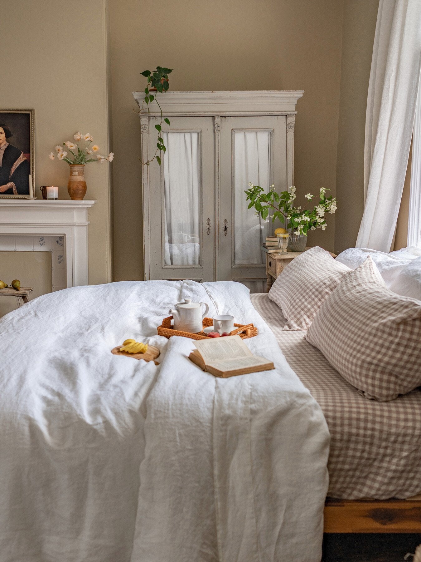Gingham Linen Fitted Sheet