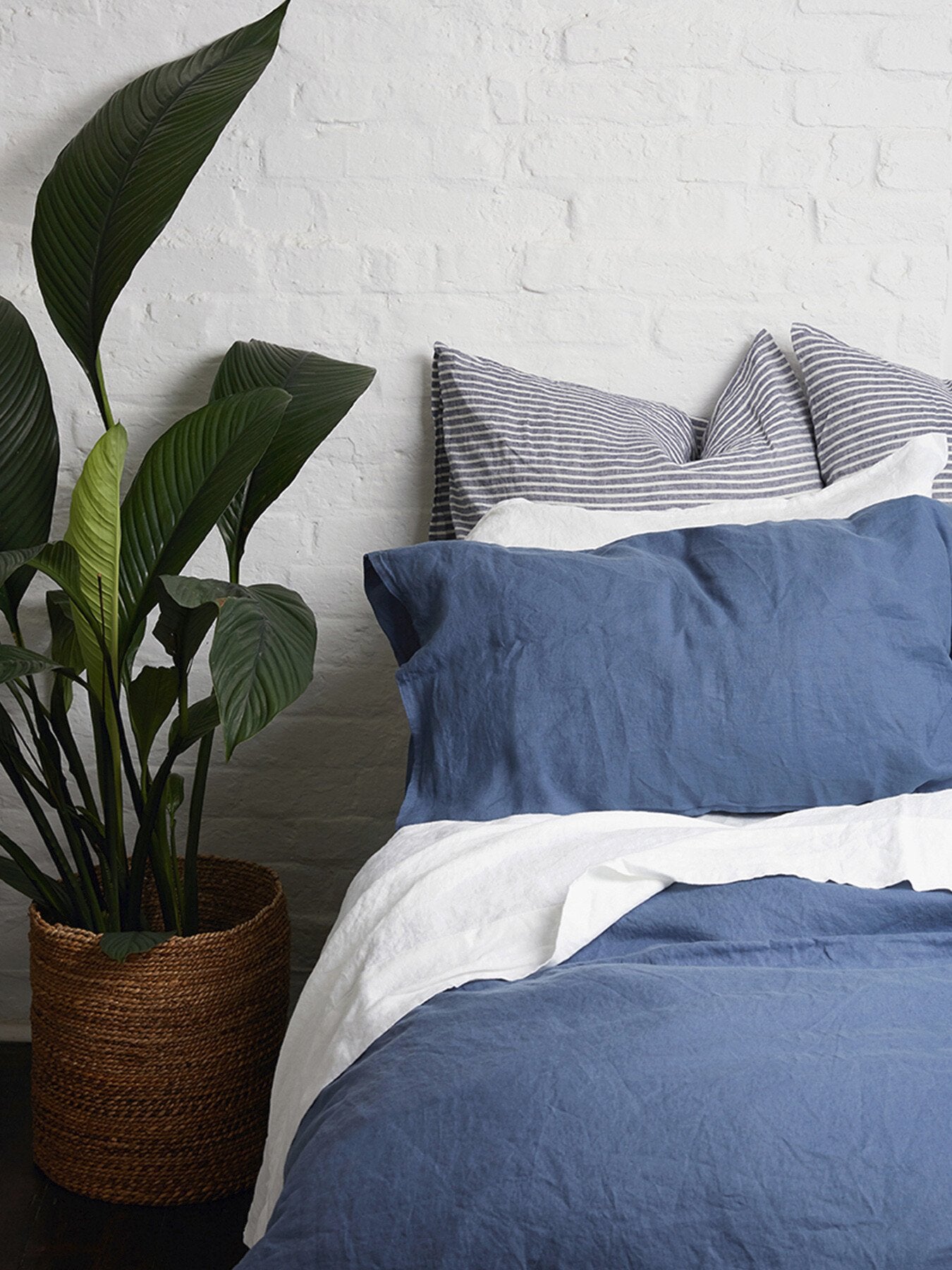 Plain Linen Blend Pillowcase Pair