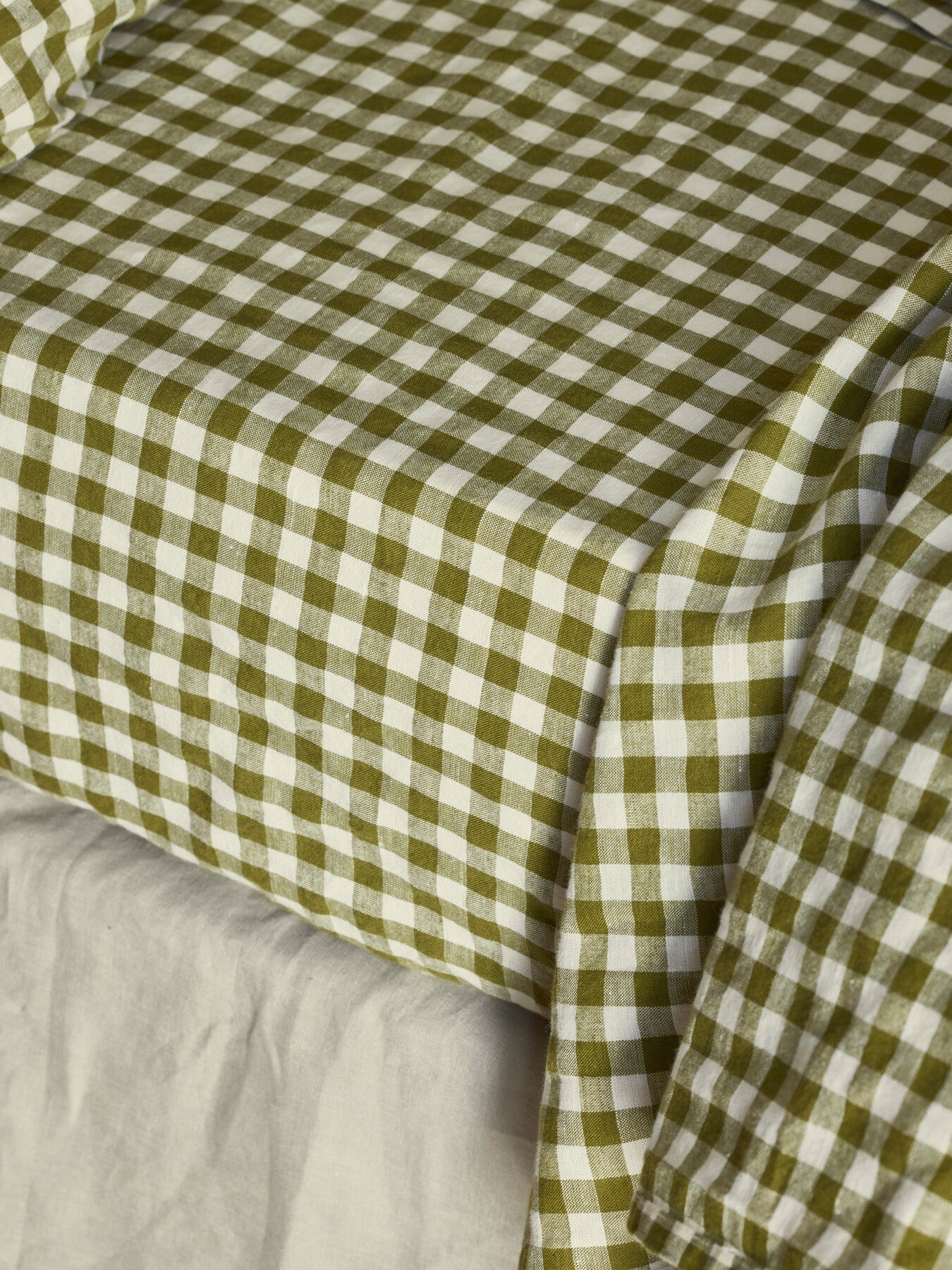 Gingham Linen Blend Fitted Sheet