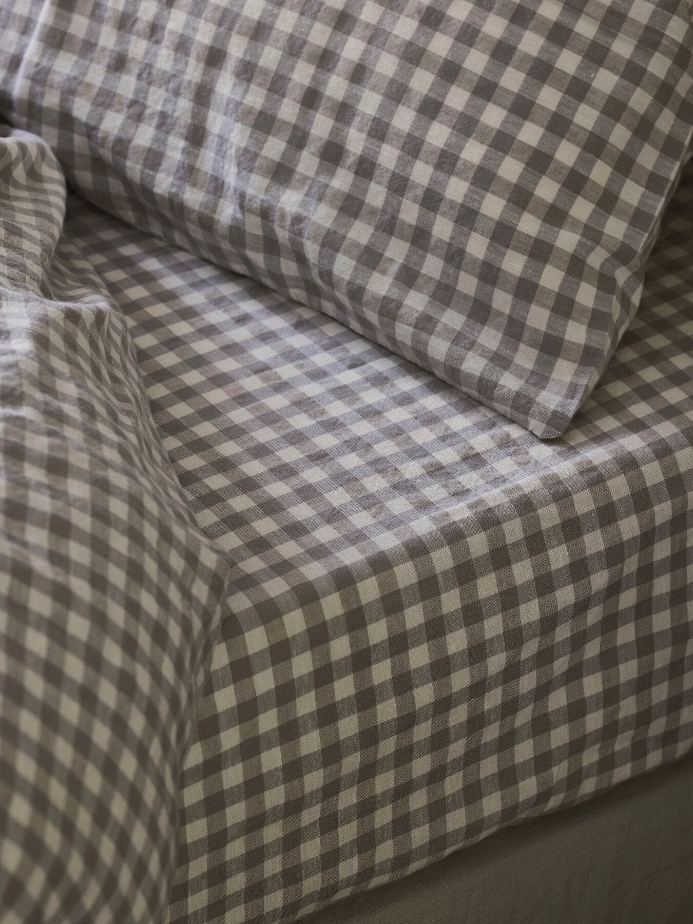Gingham Linen Blend Fitted Sheet