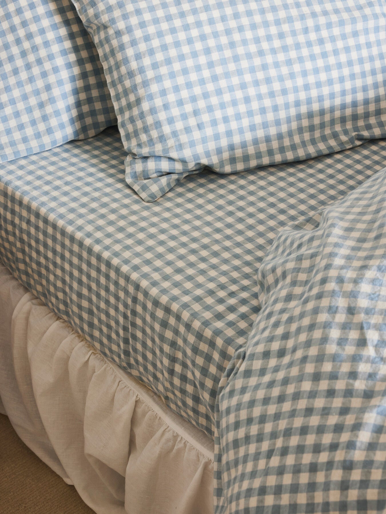 Gingham Linen Blend Fitted Sheet