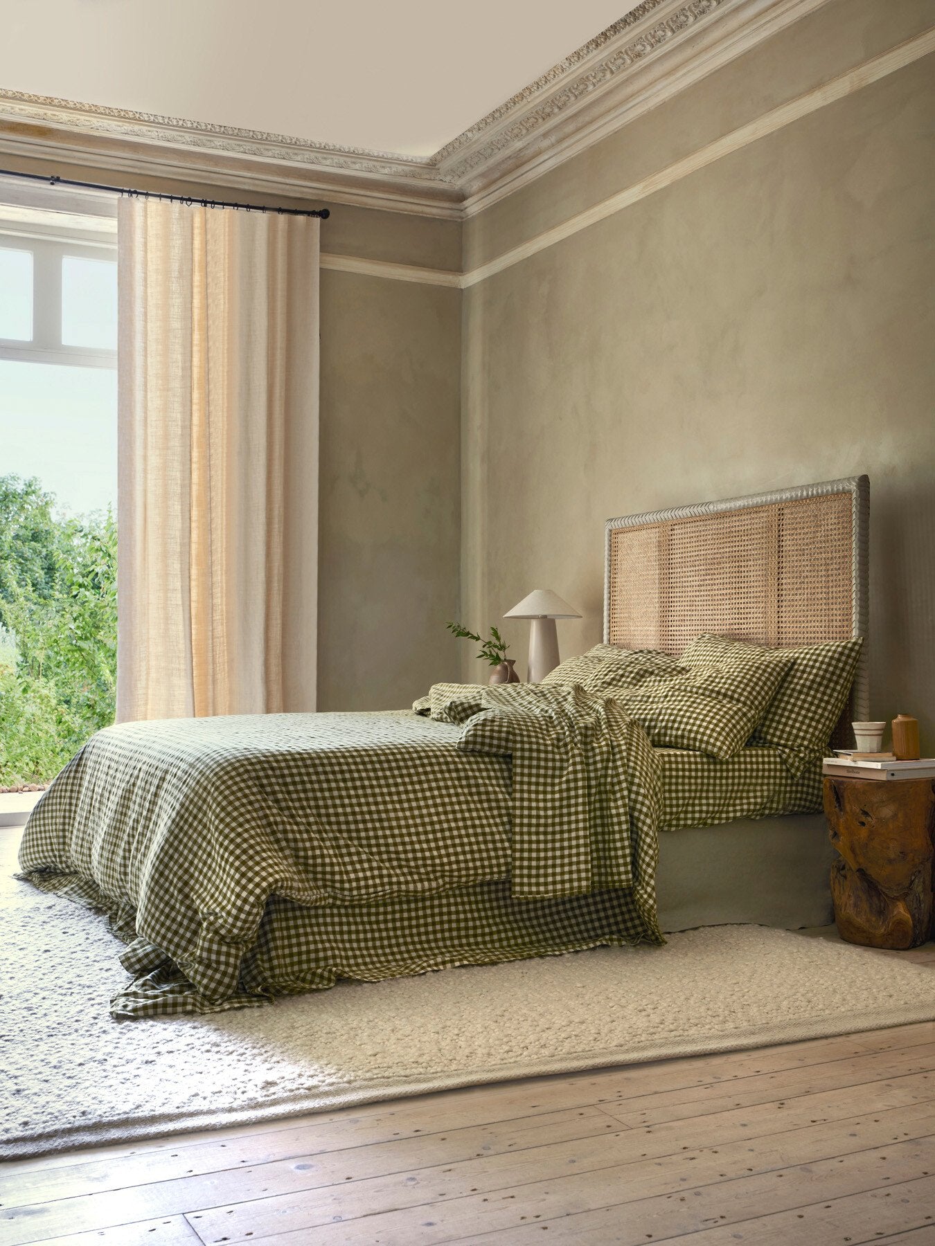 Gingham Linen Blend Flat Sheet