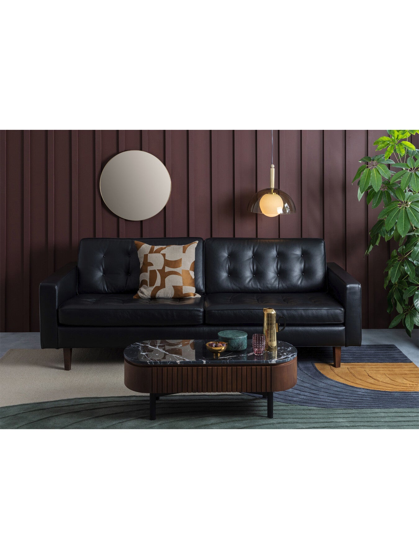 Hepburn 4 Seater Sofa In Grain Leather Graphite