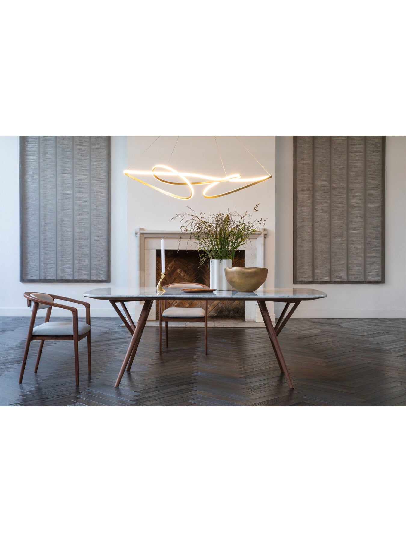 Anais Dining Chair Walnut Charcoal Fabric