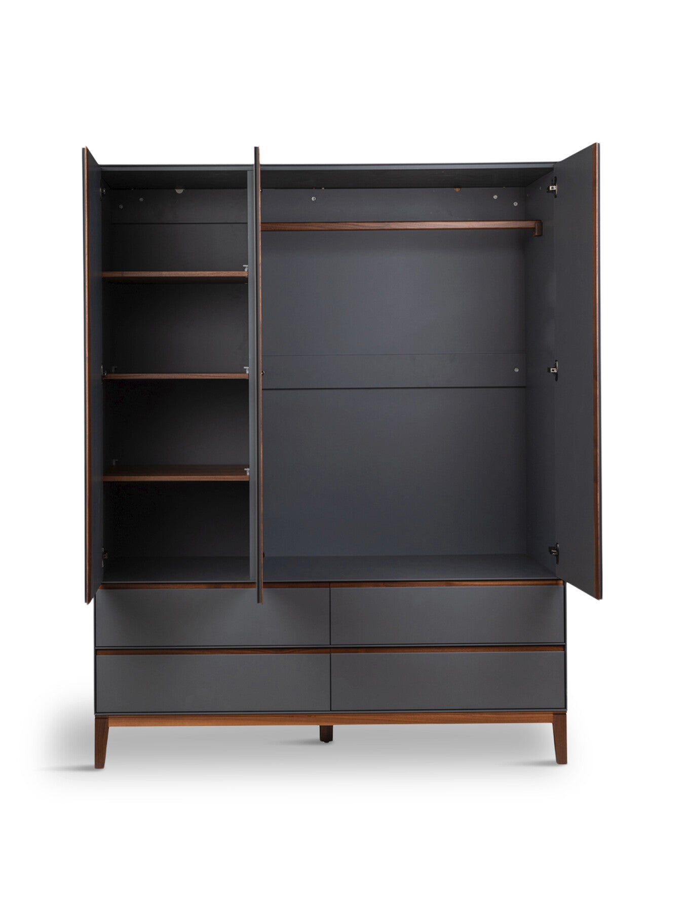 Lars Triple Wardrobe Grey/ Walnut
