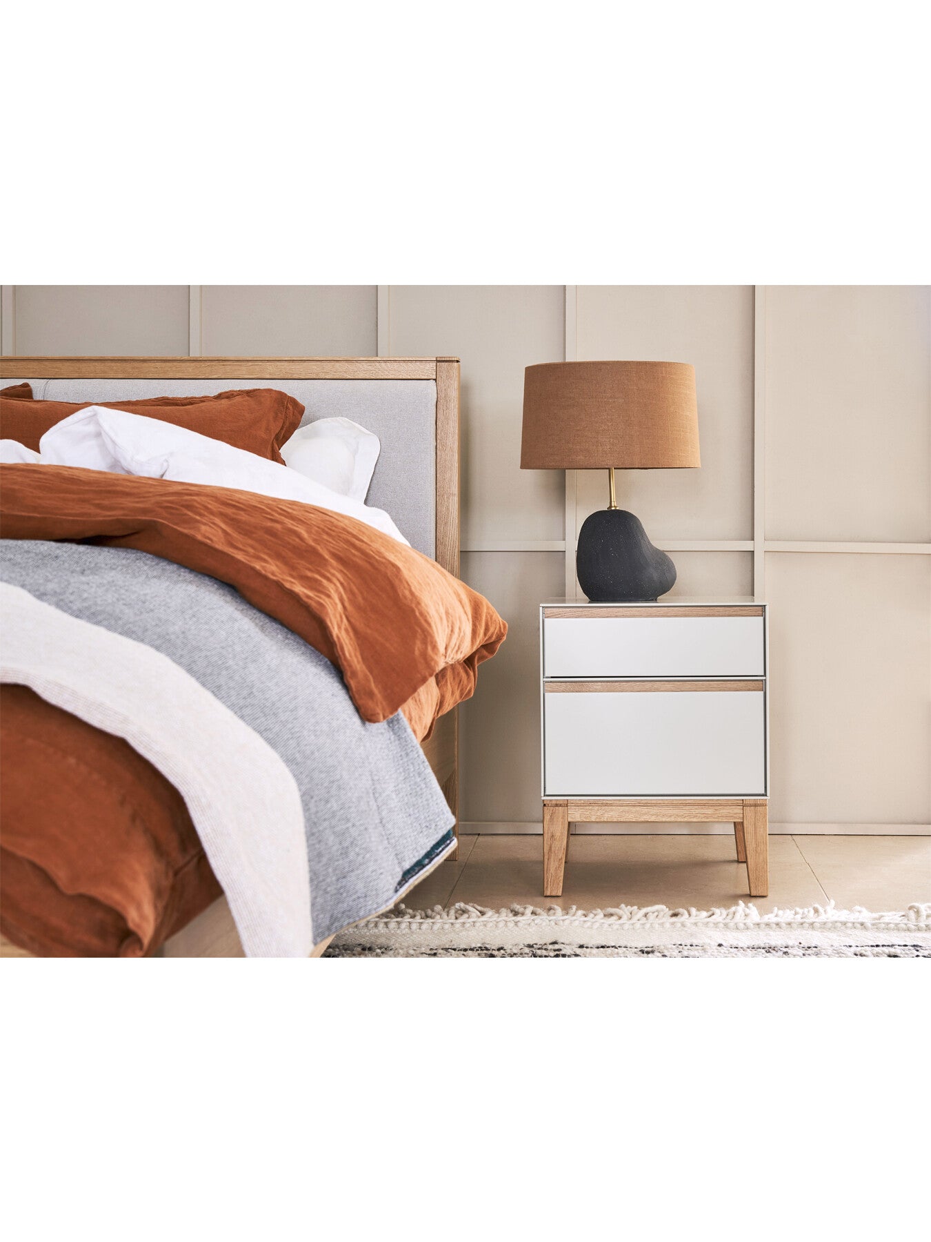 Lars Bedside Table Cashmere and Oak