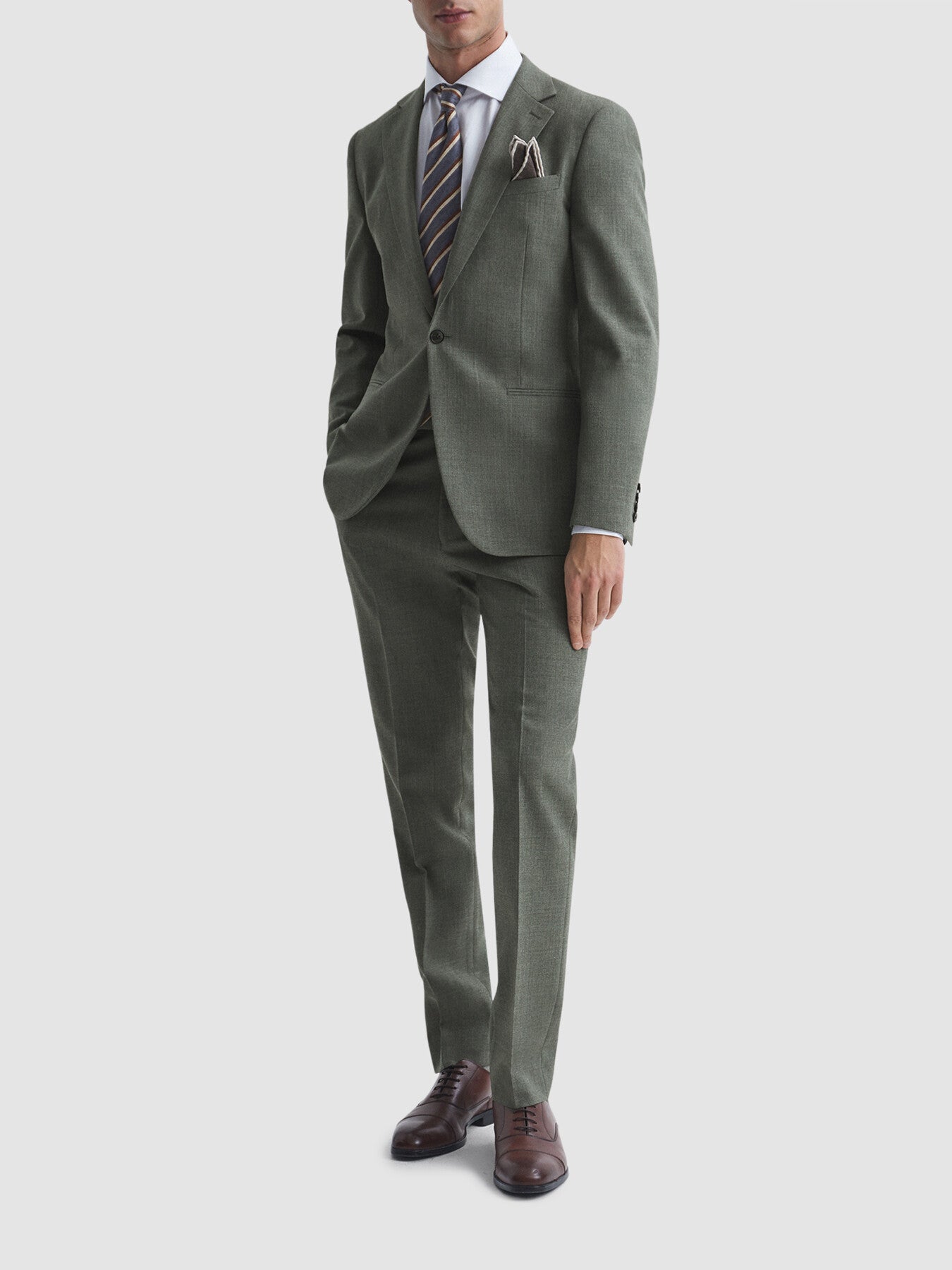 Firm Single Breasted Slim Fit Wool Blazer
