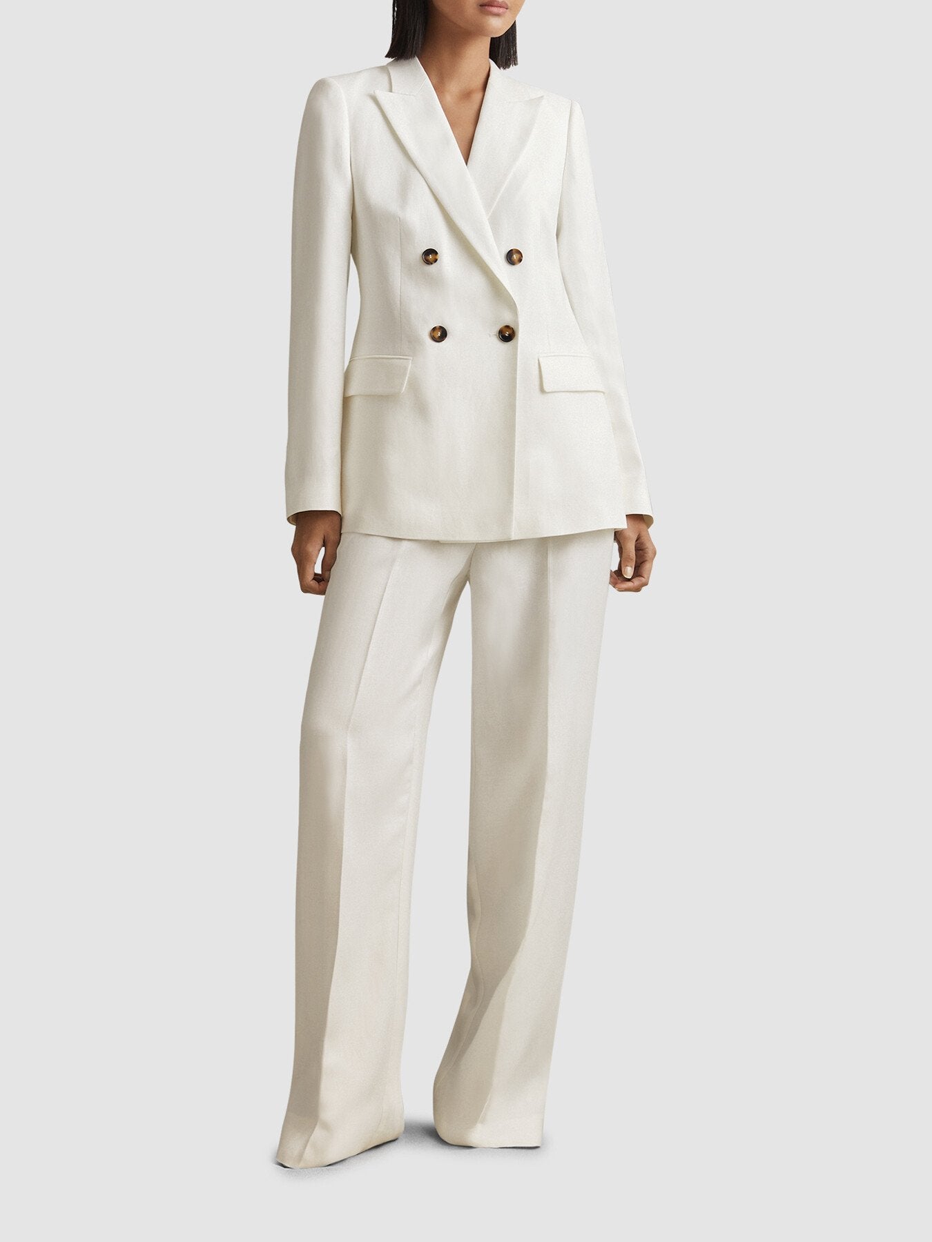 Lori Viscose-Linen Double Breasted Suit Blazer