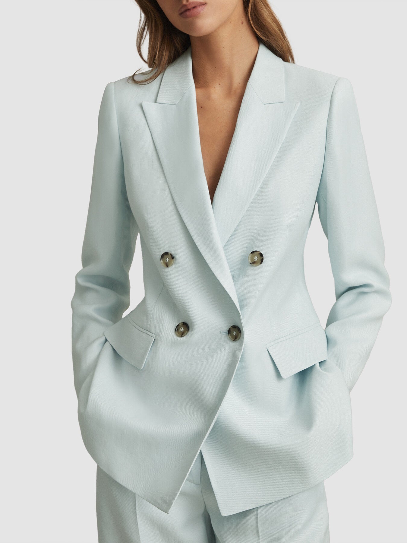 Lori Viscose-Linen Double Breasted Suit Blazer