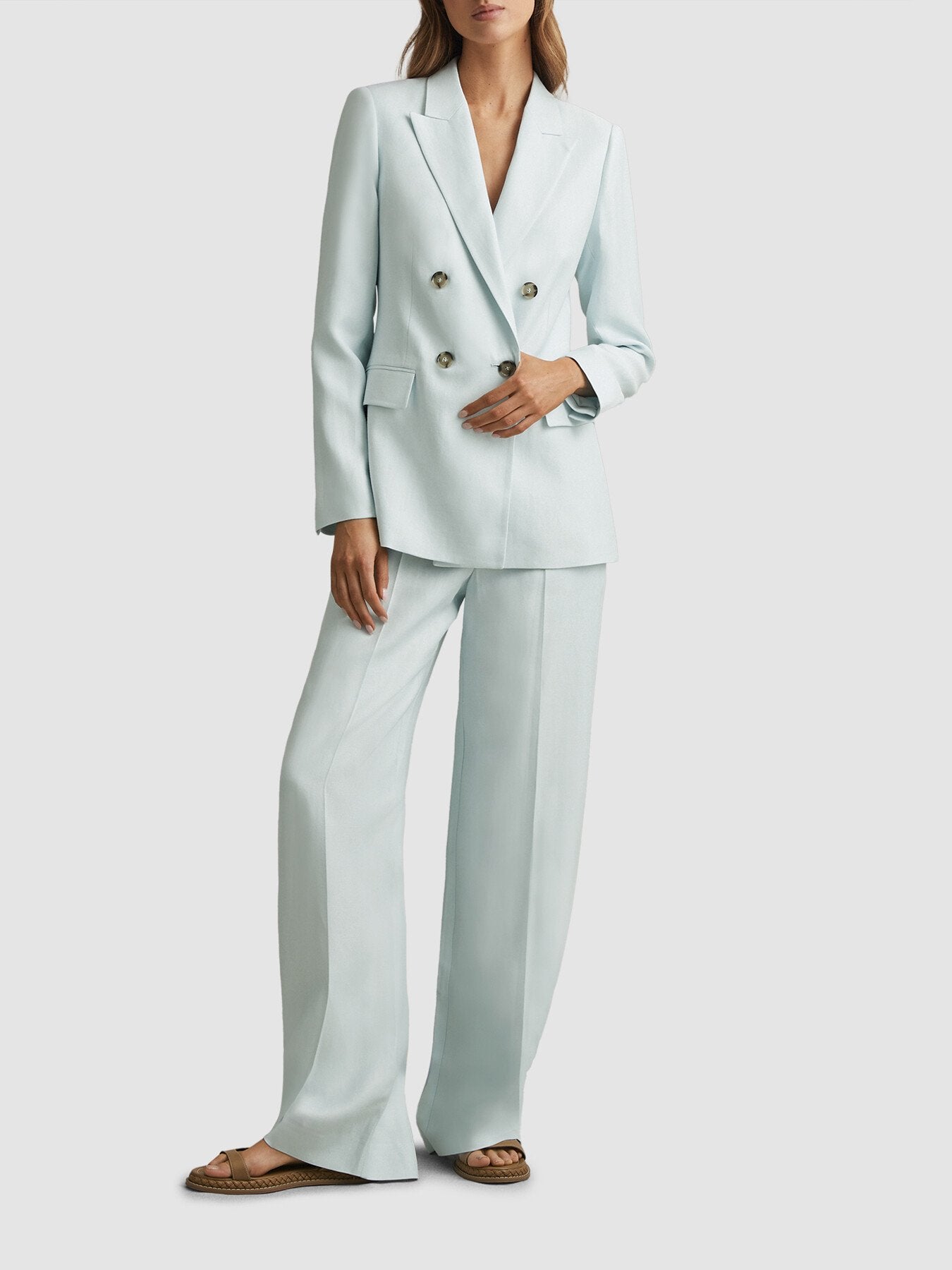 Lori Viscose-Linen Double Breasted Suit Blazer