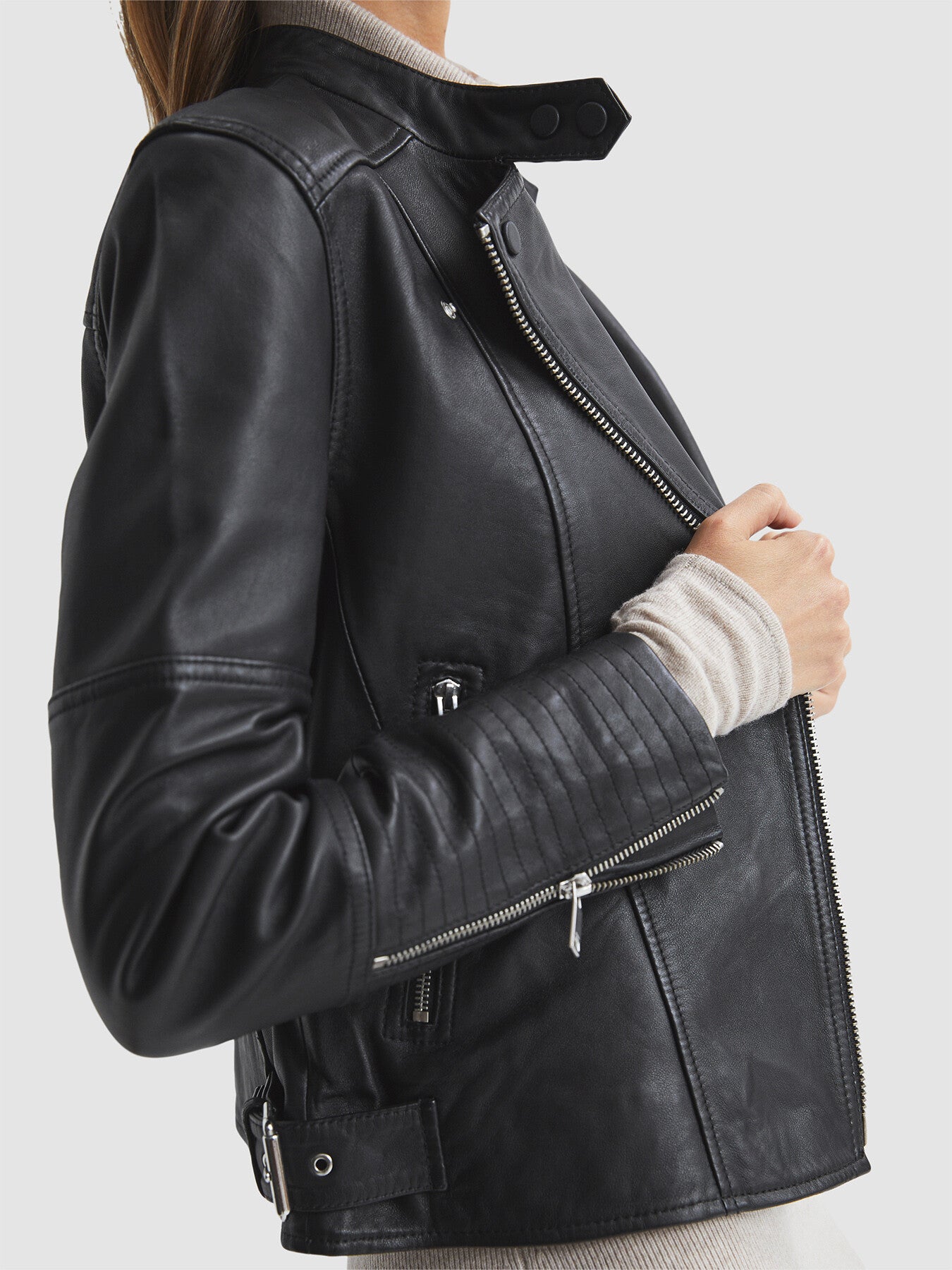 Tallis Leather Biker Jacket