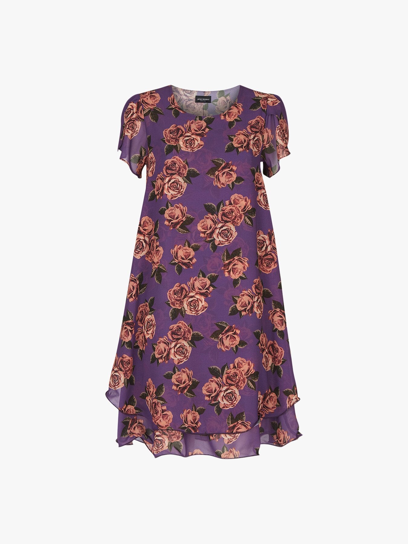 Petal Sleeve Wave Hem Dress