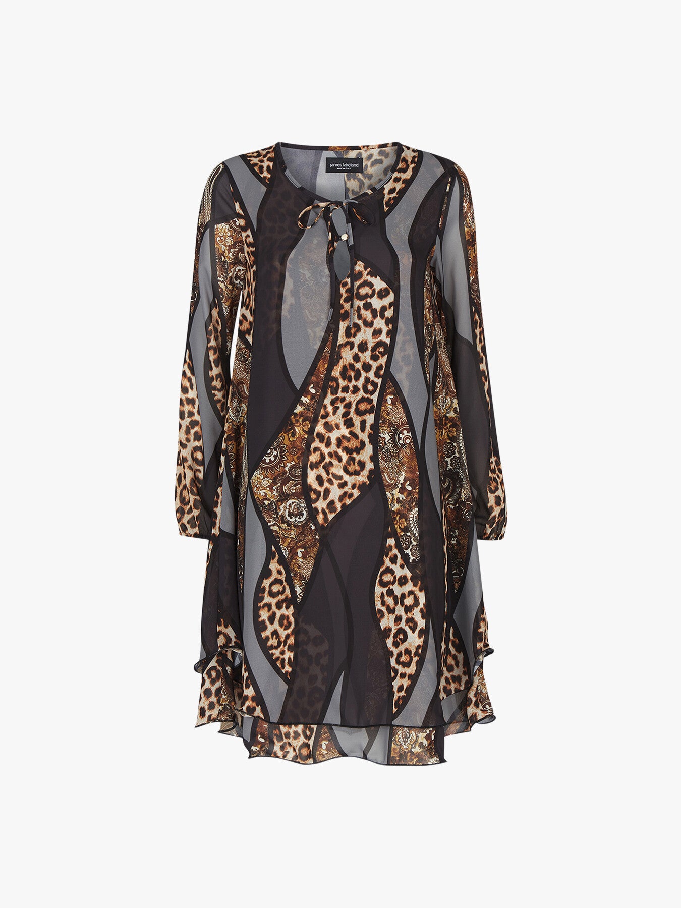 Tie Up Long Sleeve Wave Hem Dress