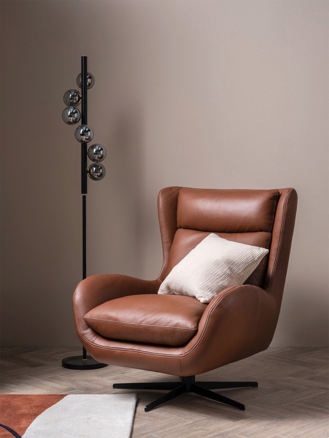 Brown Uma Brown Leather Swivel Armchair