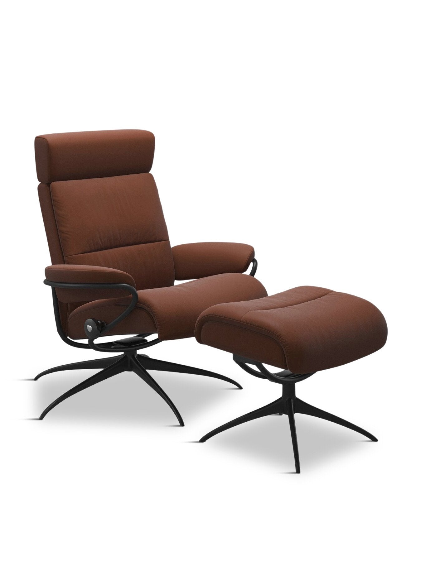Tokyo Copper Leather Chair and Footstool, Quickship