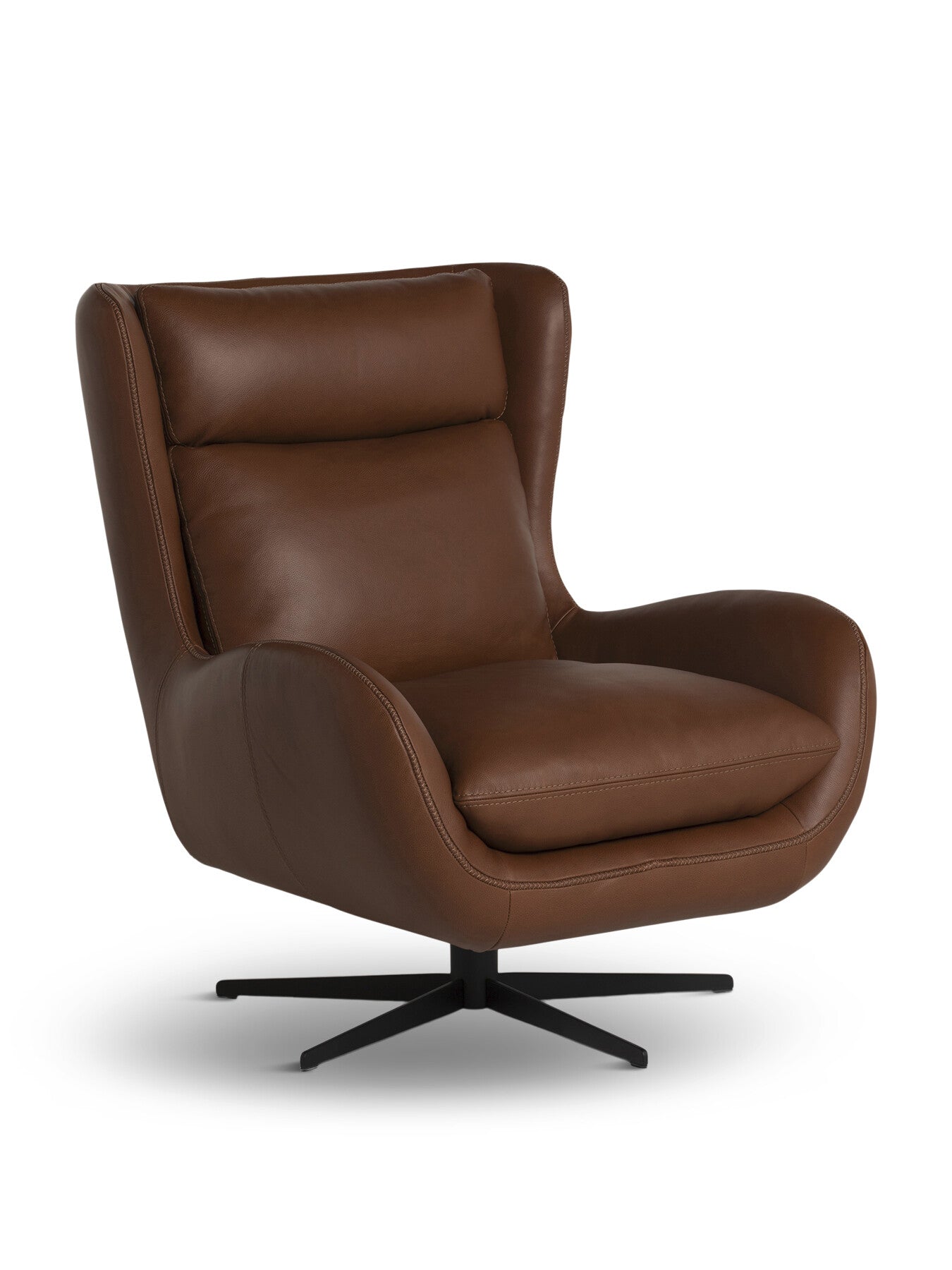 Brown Uma Brown Leather Swivel Armchair
