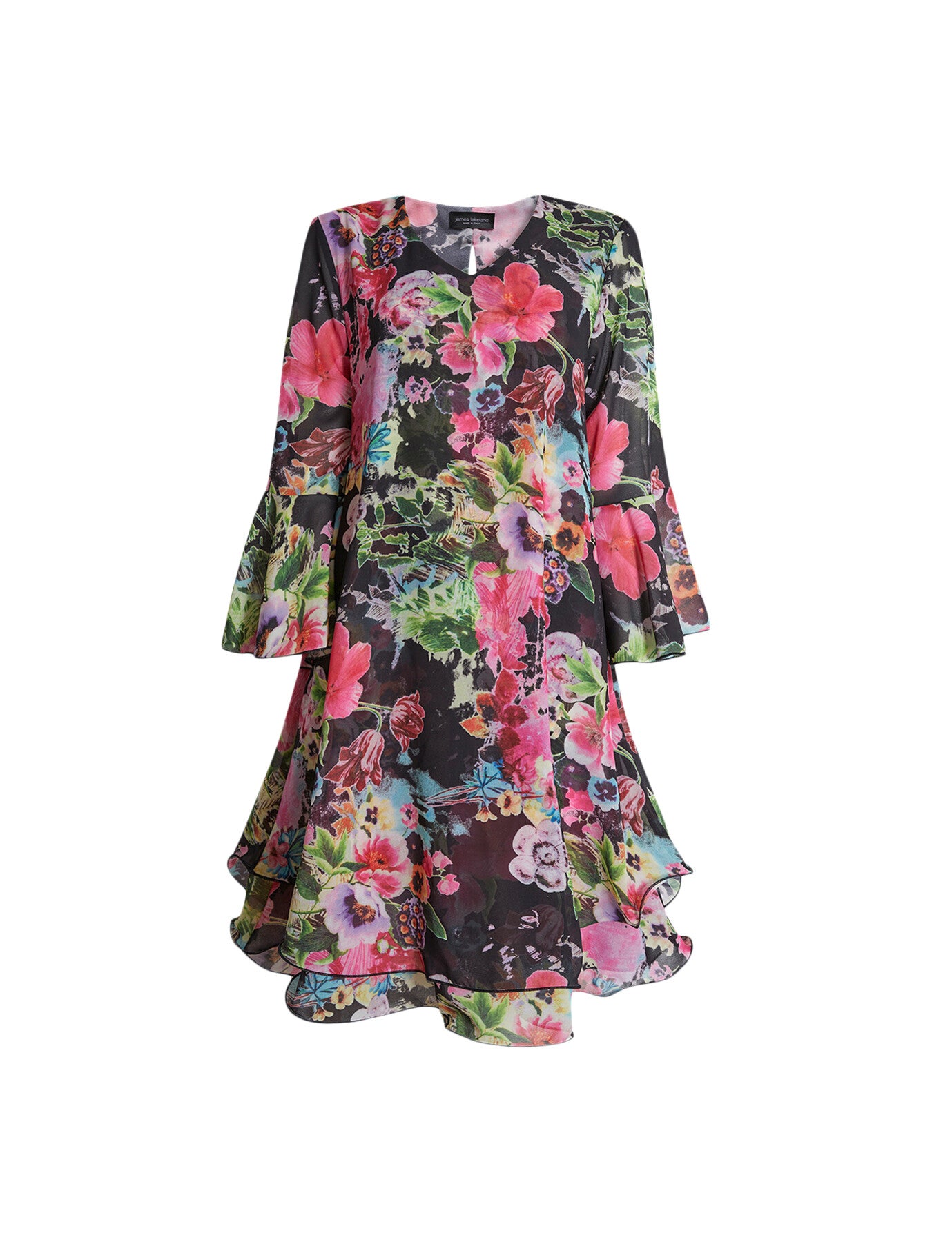 Flower Print Wave Hem Dress