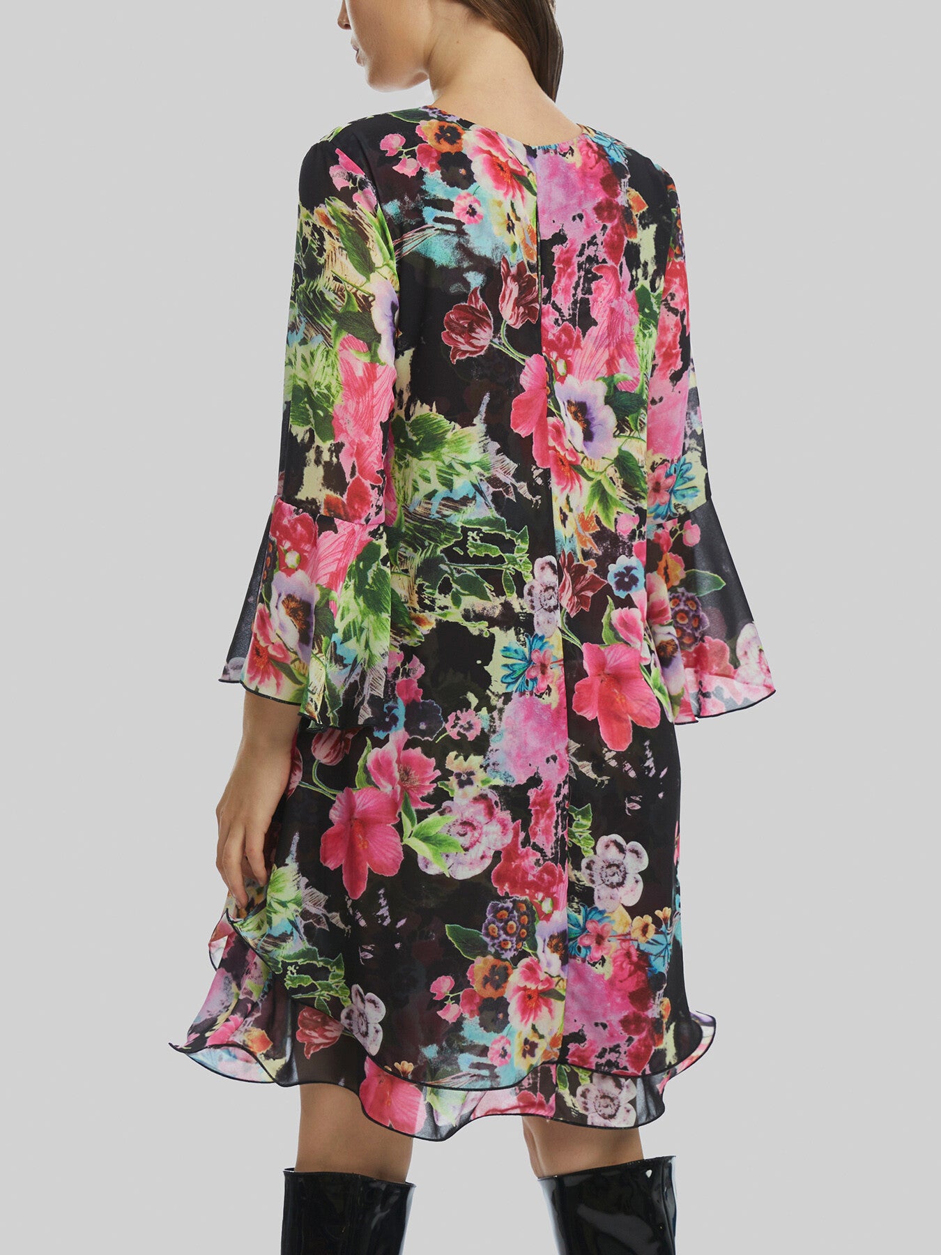 Flower Print Wave Hem Dress
