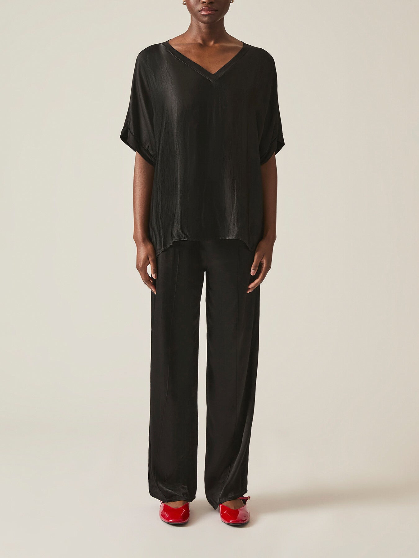 Satin Short Sleeve Top