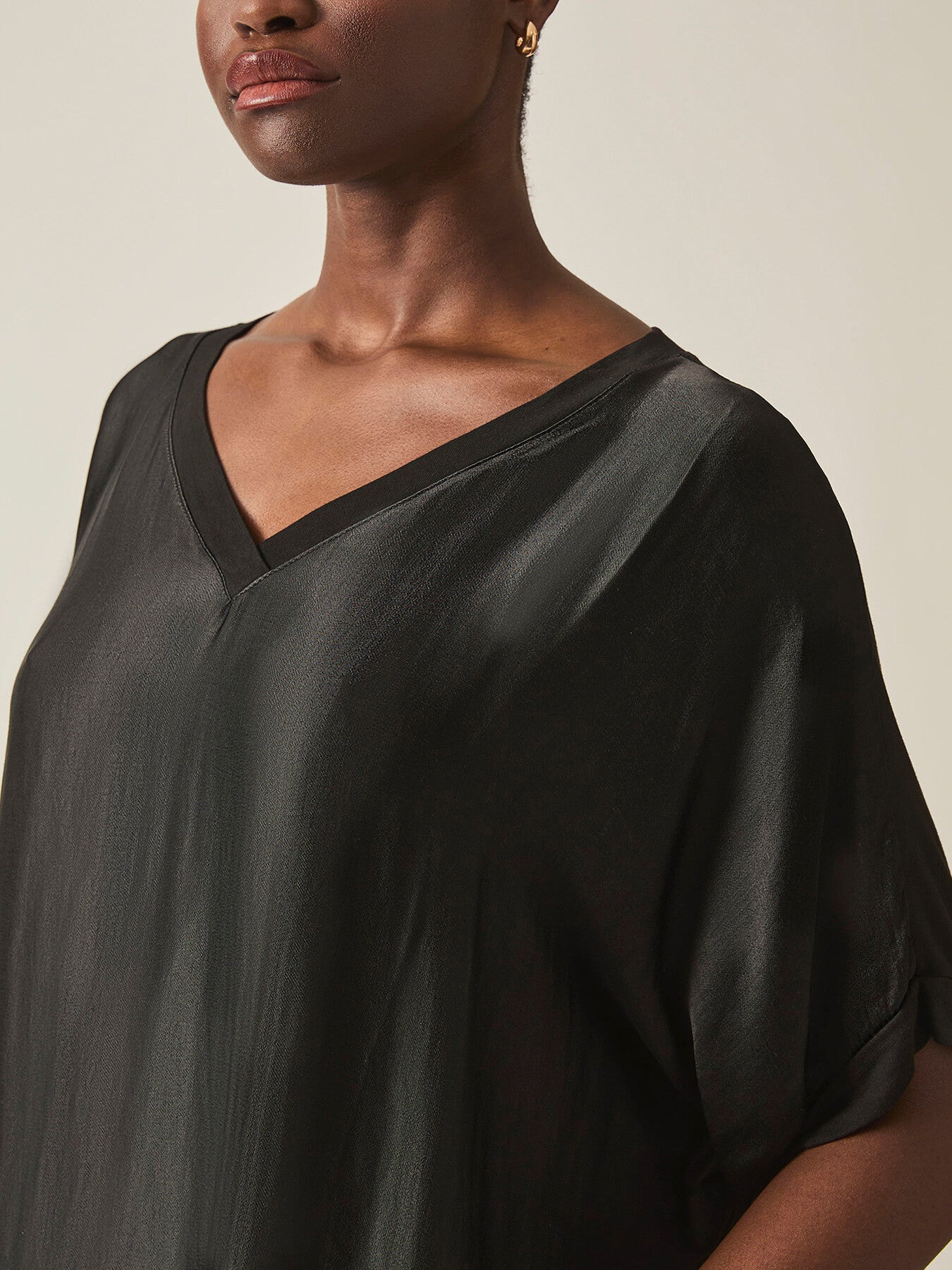 Satin Short Sleeve Top