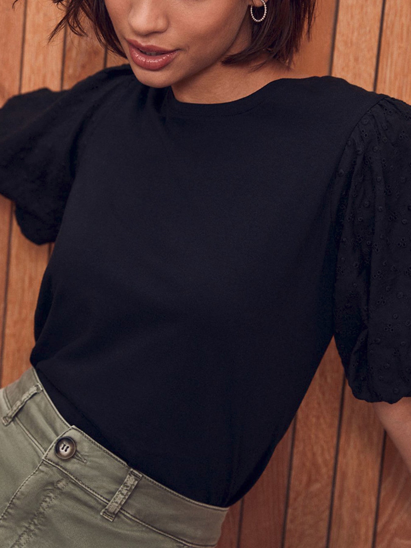 Broderie Puff Sleeve Top