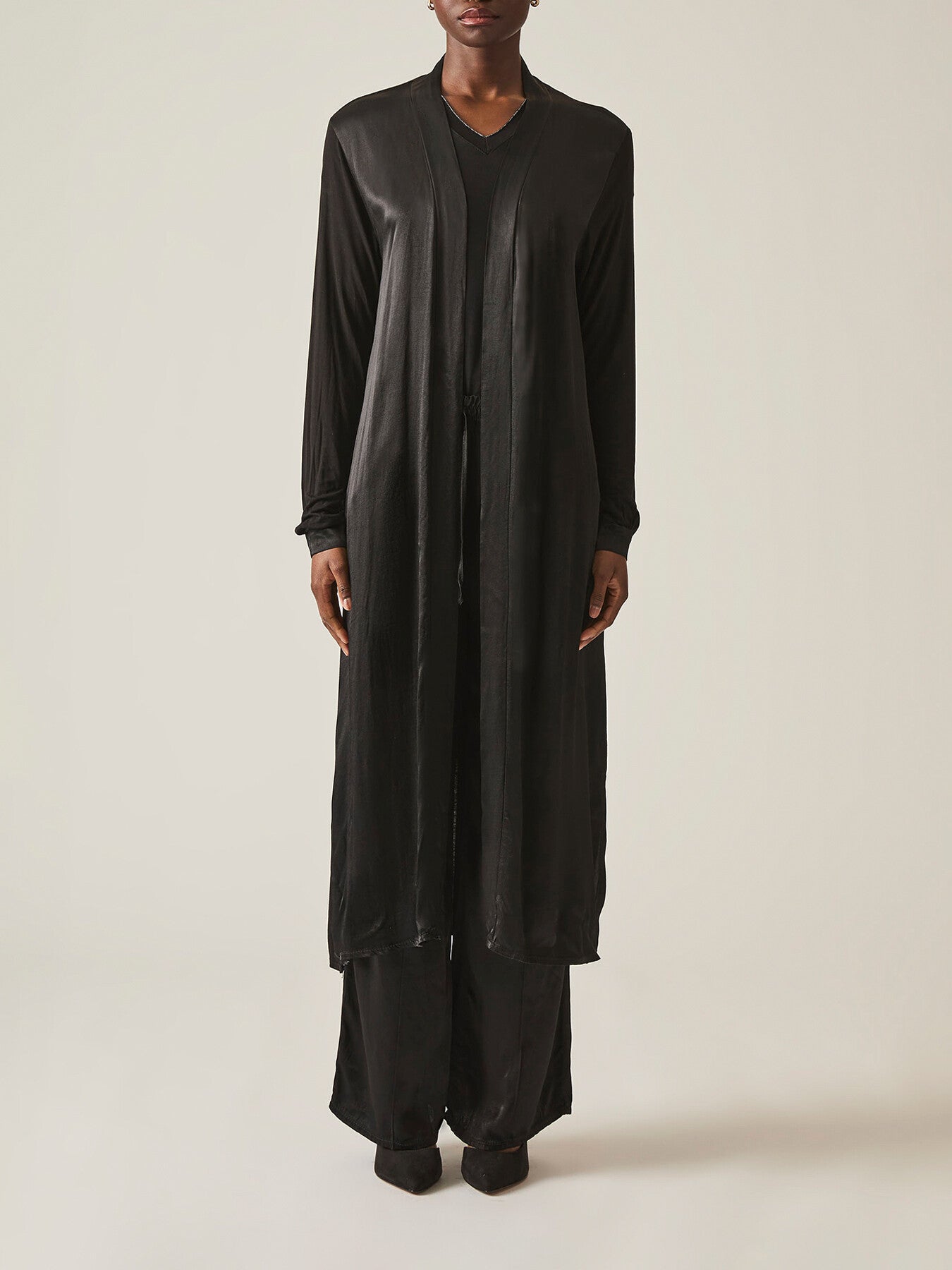 Long Satin Cardigan