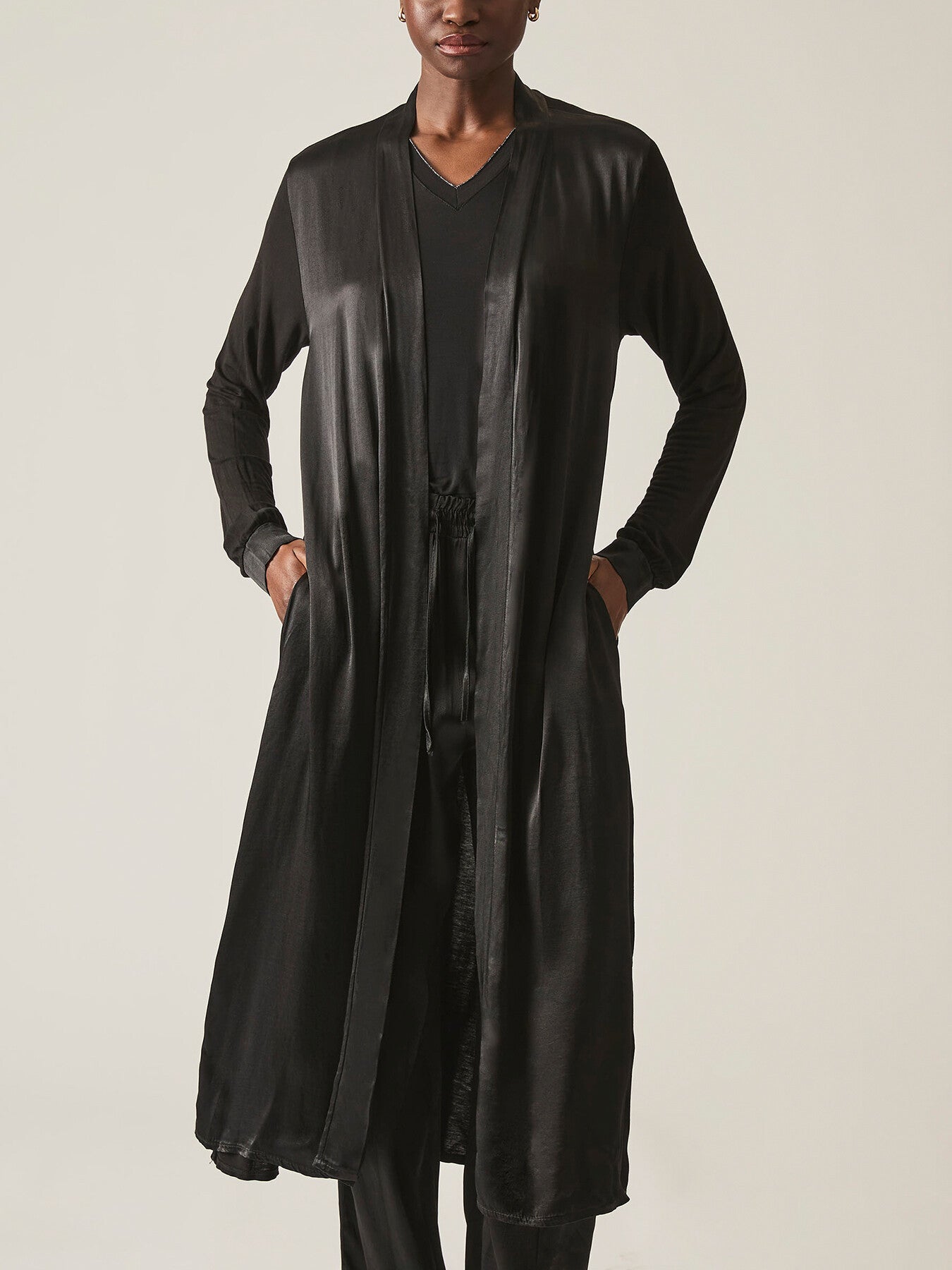 Long Satin Cardigan