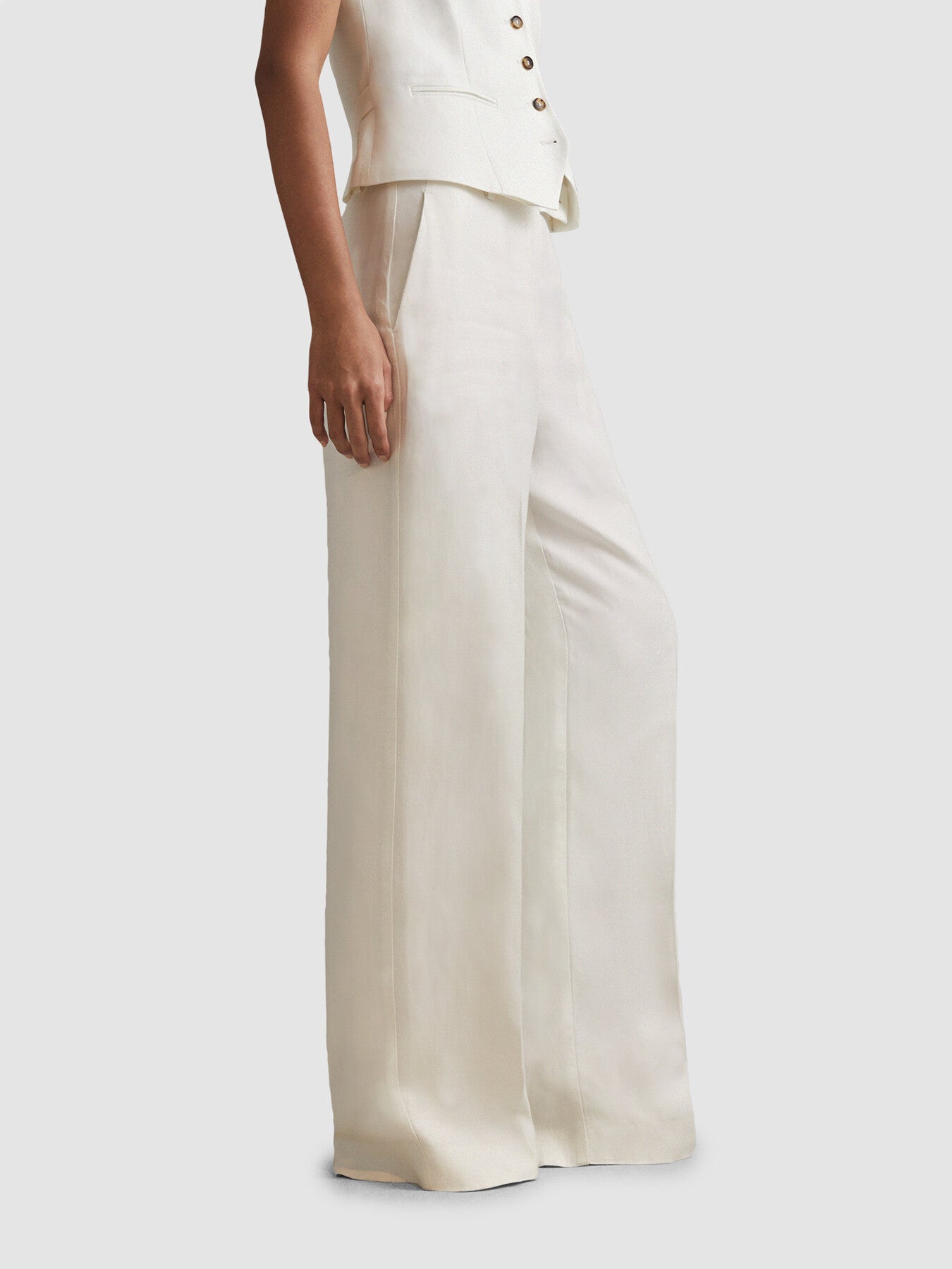 Lori Viscose-Linen Wide Leg Suit Trousers