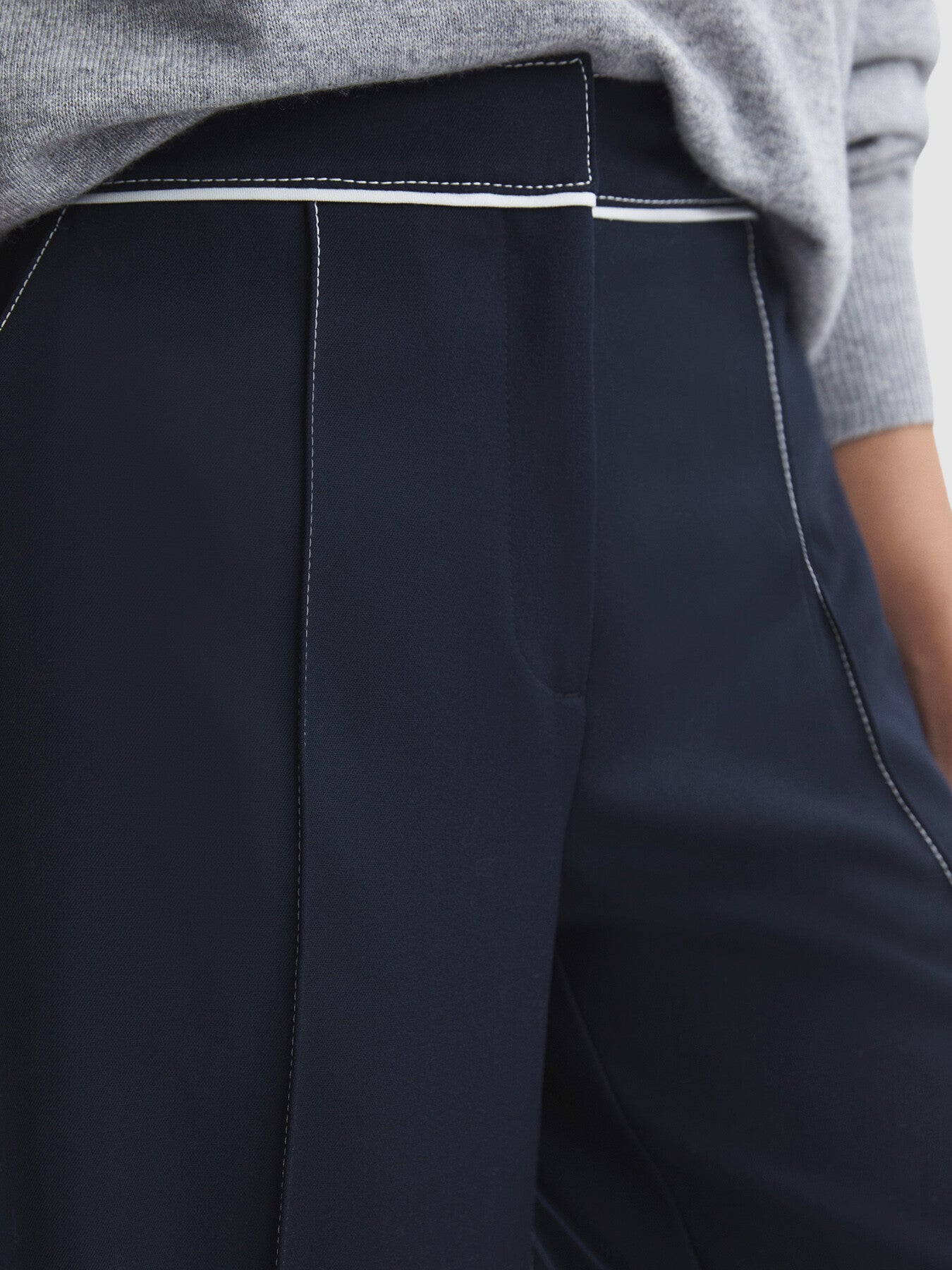 Oriel Contrast Stitch Wide Leg Trousers