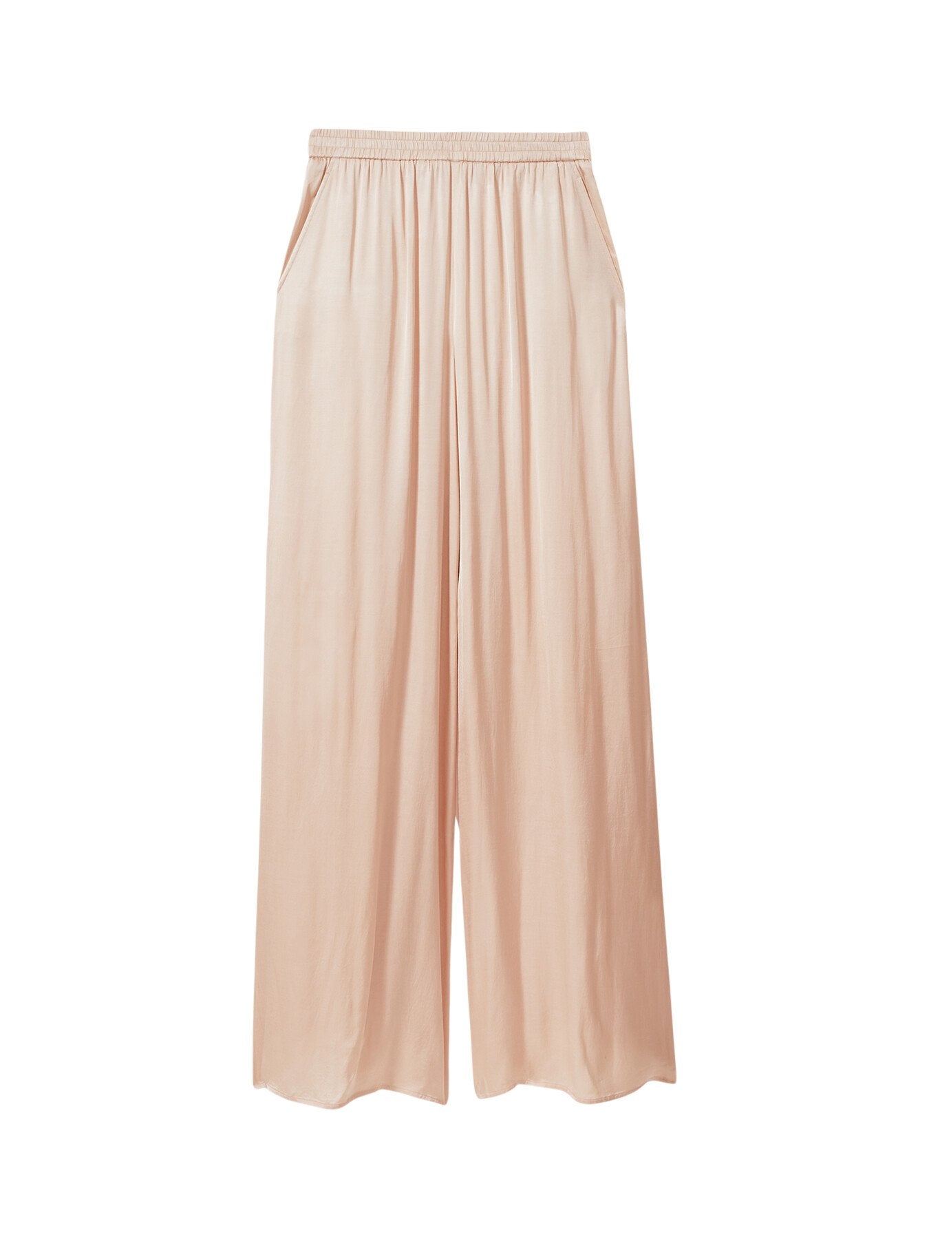 Yara Satin Elasticated Waist Wide Leg Trousers