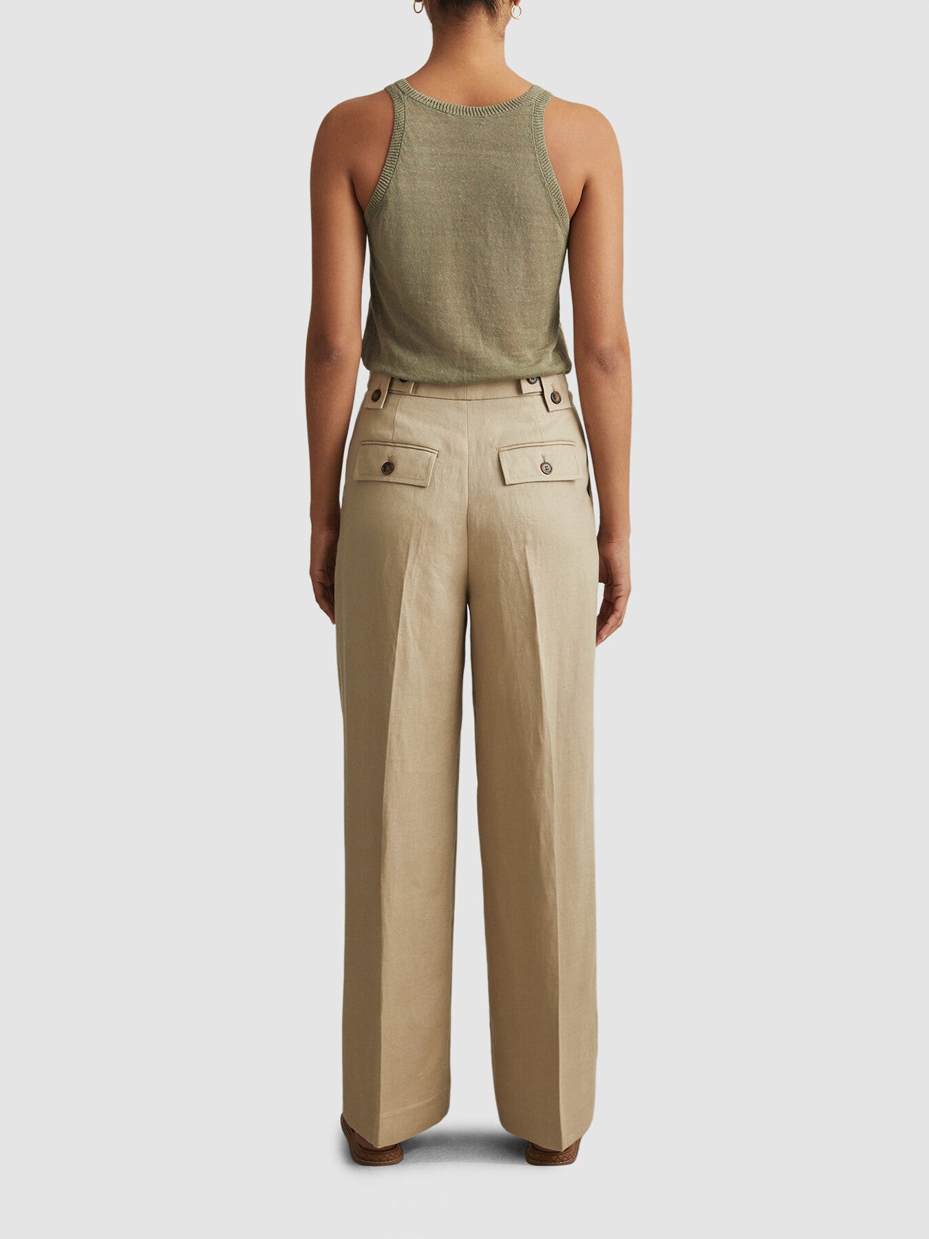 Leila Linen Front Pleat Trousers