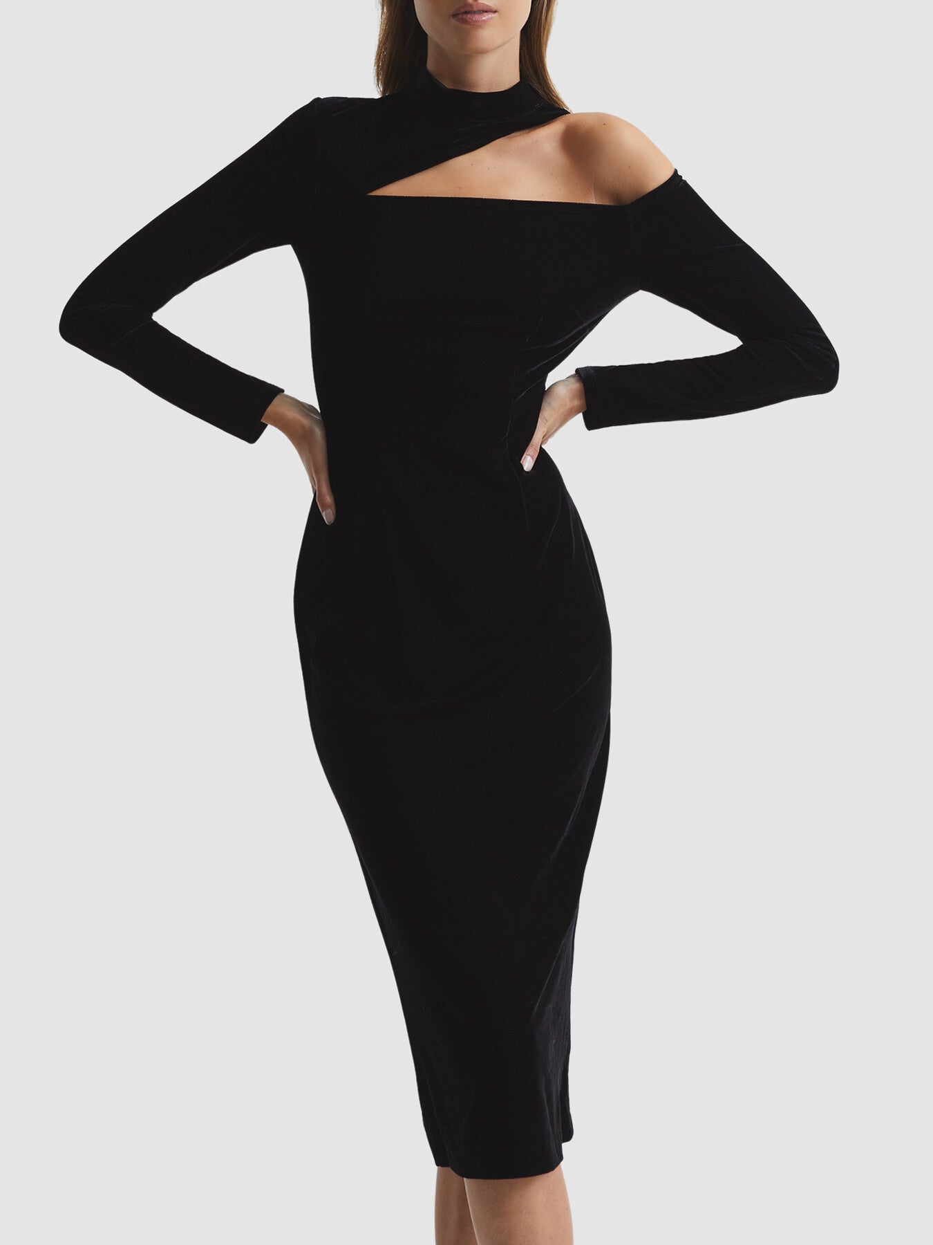 Tatiana Velvet Cut-Out Shoulder Dress