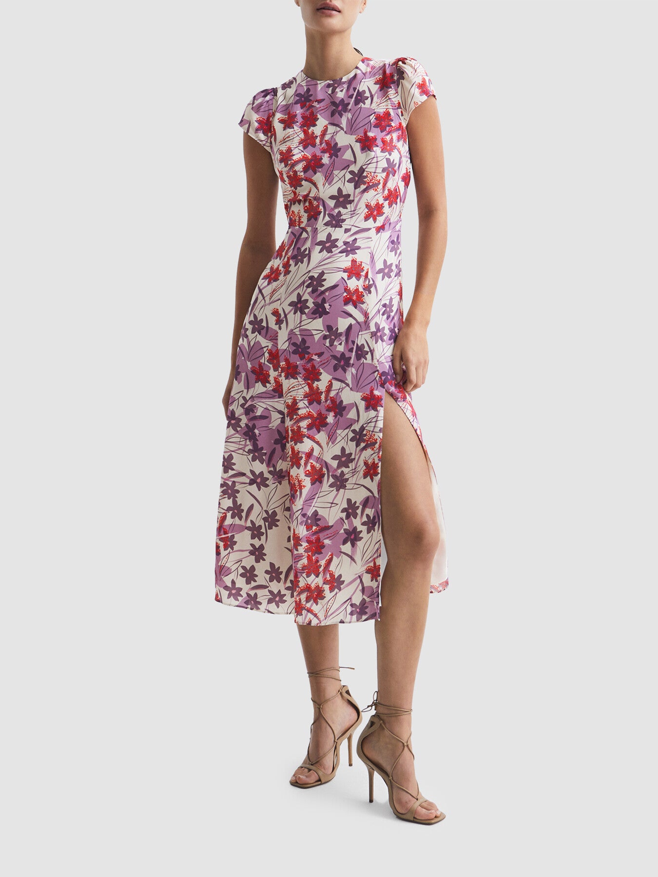 Livia Printed Cut Out Back Midi Dress