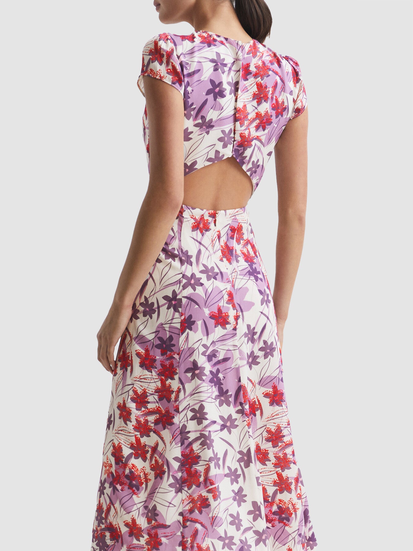 Livia Printed Cut Out Back Midi Dress