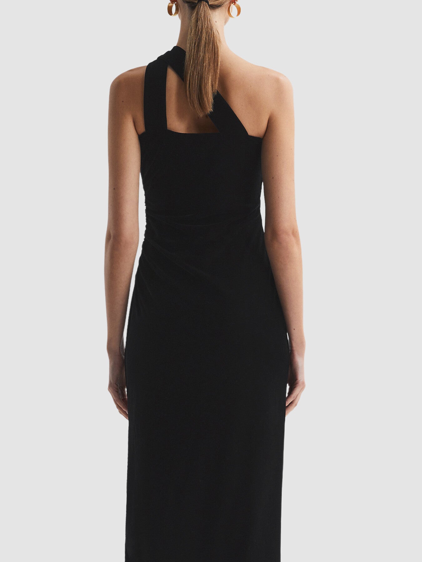Abbey Velvet One-Shoulder Midi Dress