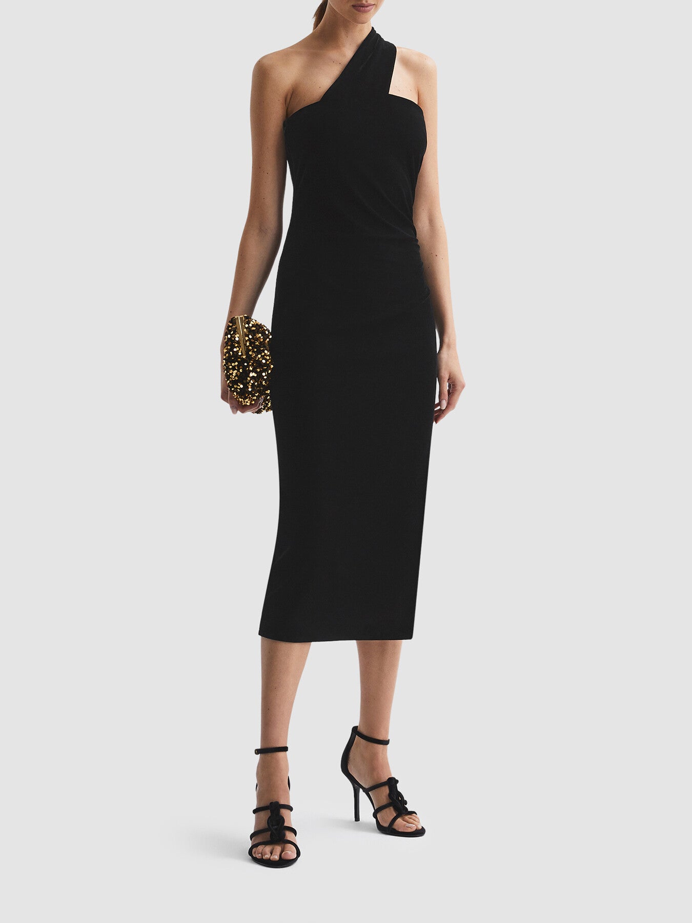 Abbey Velvet One-Shoulder Midi Dress