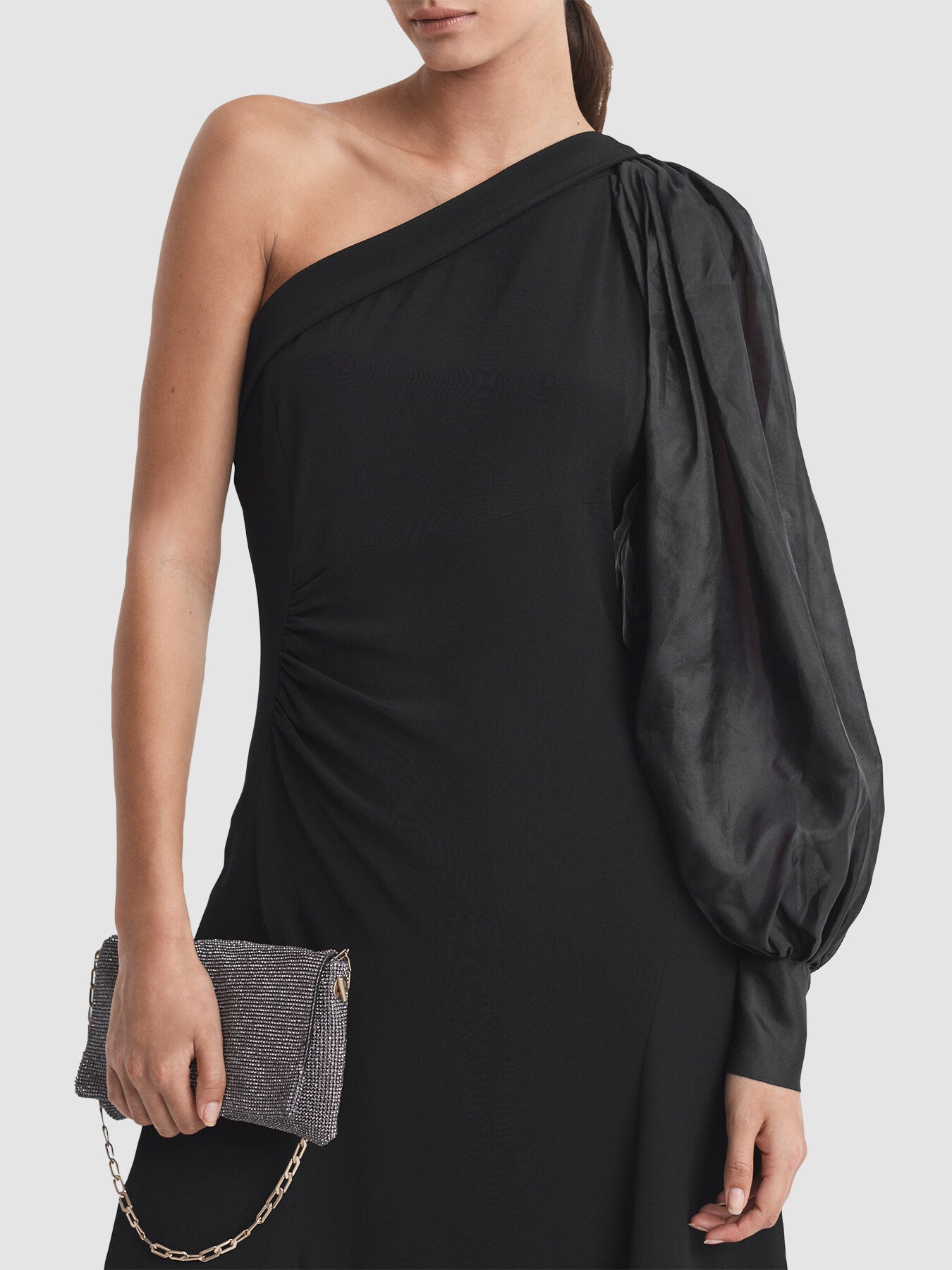 Maeve One-Shoulder Blouson Sleeve Midi Dress