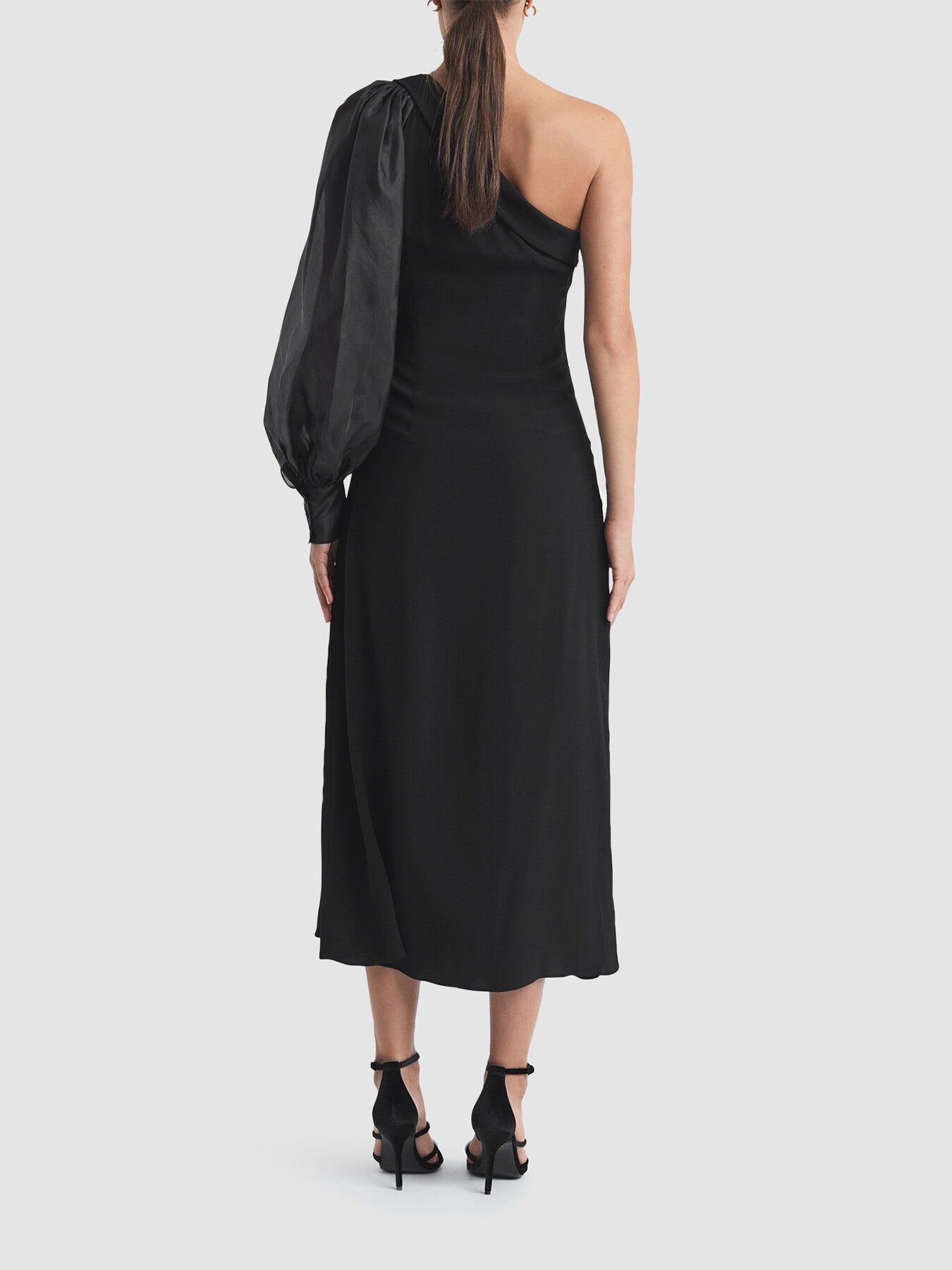 Maeve One-Shoulder Blouson Sleeve Midi Dress