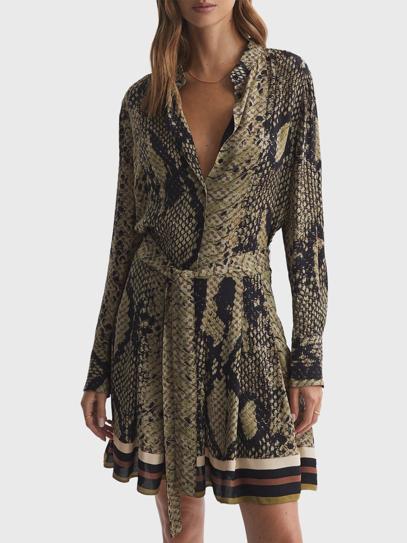 Rory Snake Print Belted Mini Dress