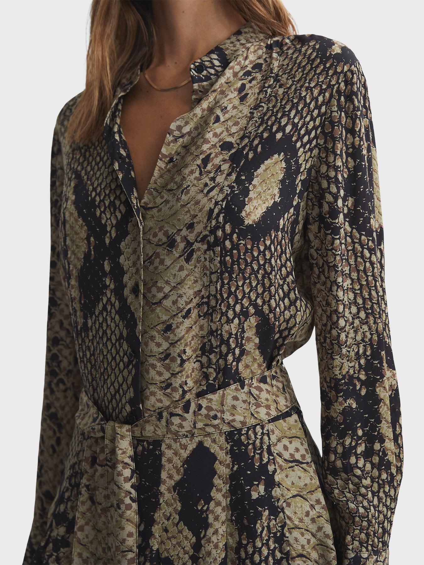 Rory Snake Print Belted Mini Dress