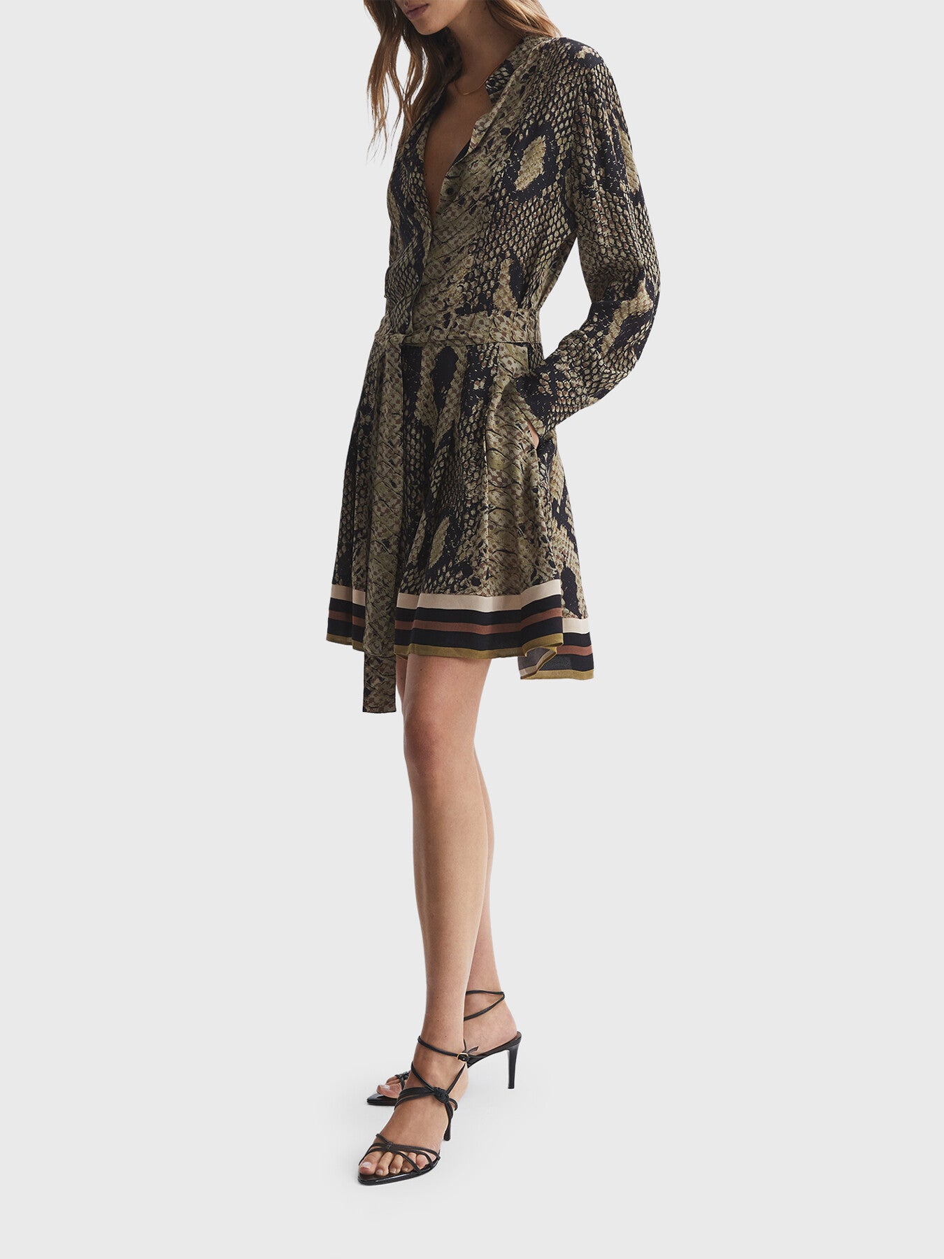 Rory Snake Print Belted Mini Dress