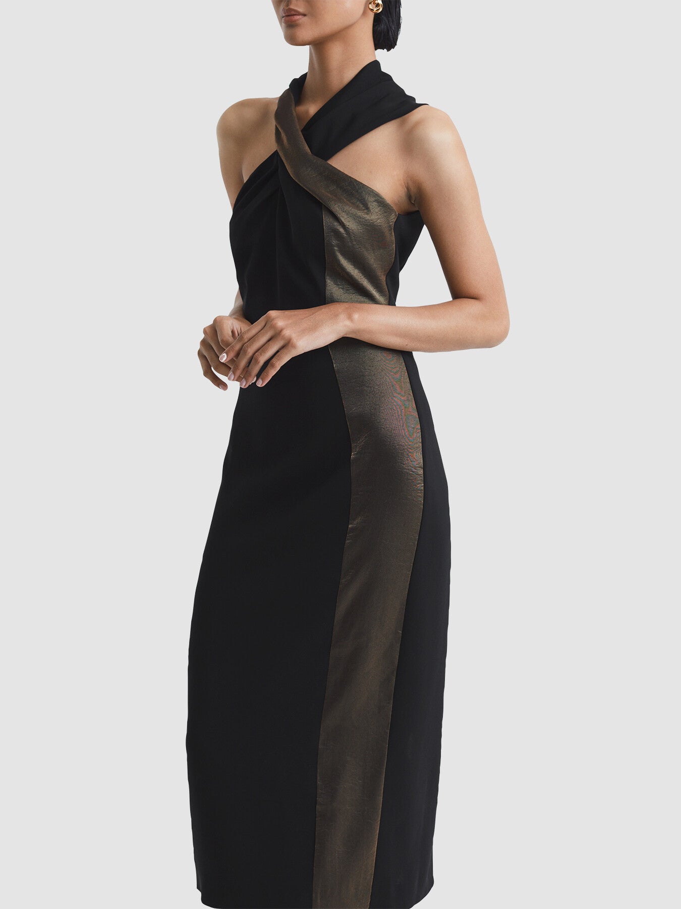 Carla Metallic Stripe Bodycon Midi Dress