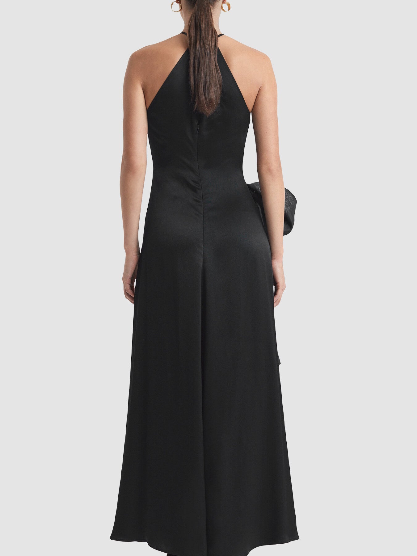 Luna Satin Bow Halterneck Maxi Dress