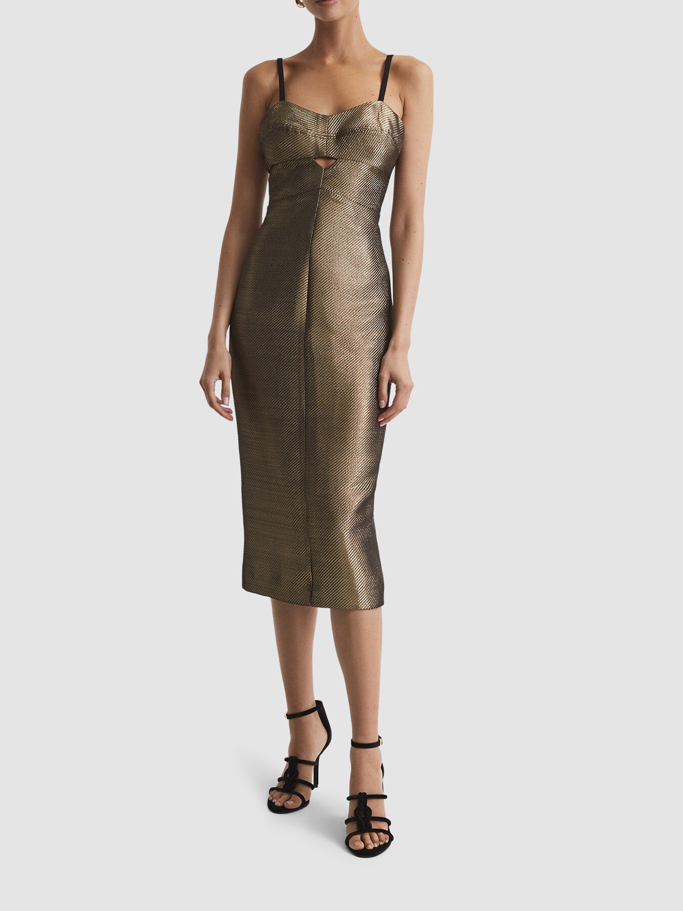 Mina Metallic Bodycon Midi Dress