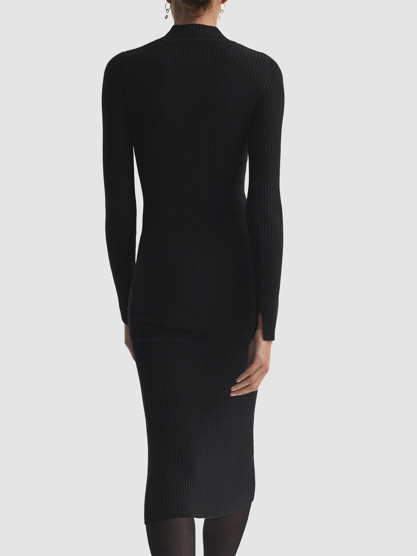 Sabrina Ribbed Mesh Panel Bodycon Midi Dress