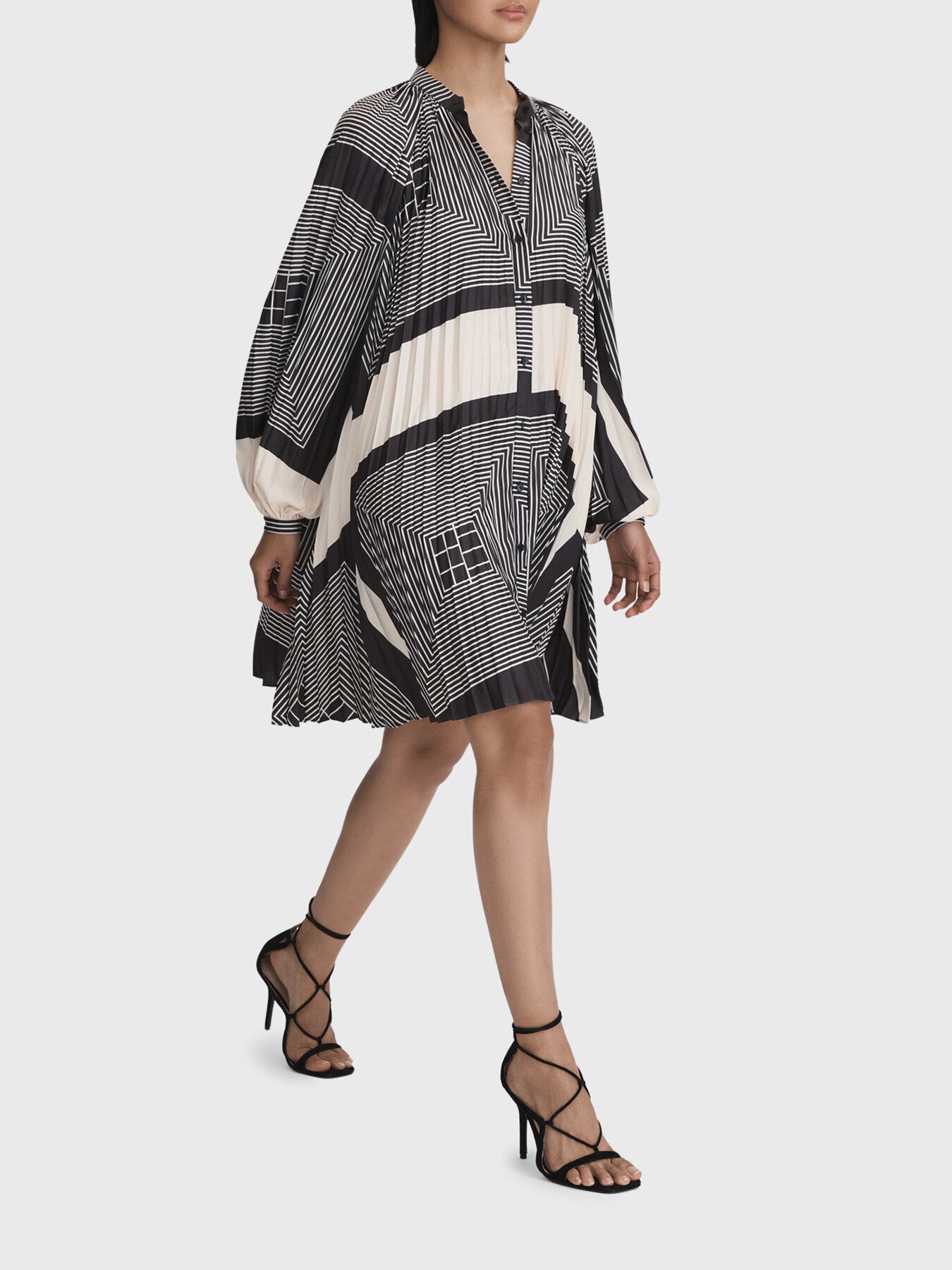 Bay Printed Pleated Mini Dress