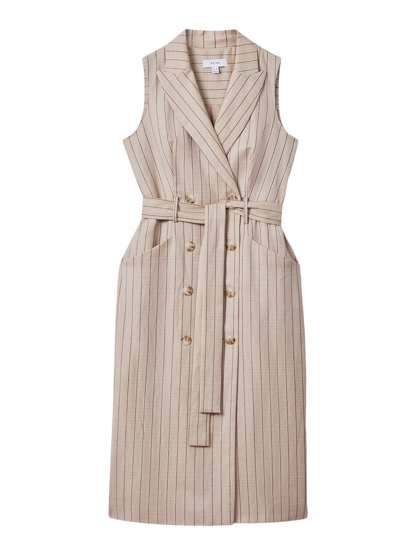 Andie Wool Blend Striped Double Breasted Midi Dre