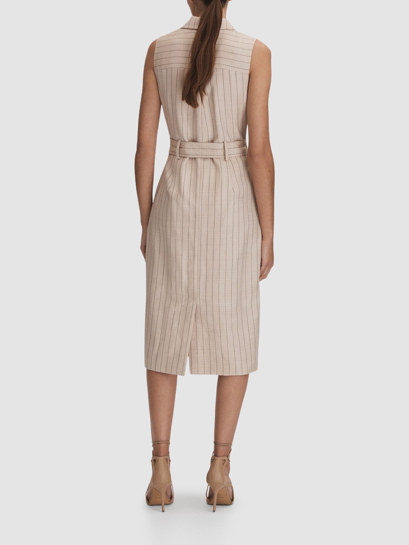 Andie Wool Blend Striped Double Breasted Midi Dre